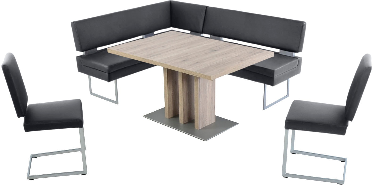 K+W Komfort & Wohnen Essgruppe 4 Stk. tlg. langer Schenkel links oder rechts, 2 Freischwinger, 1 Funktionstisch