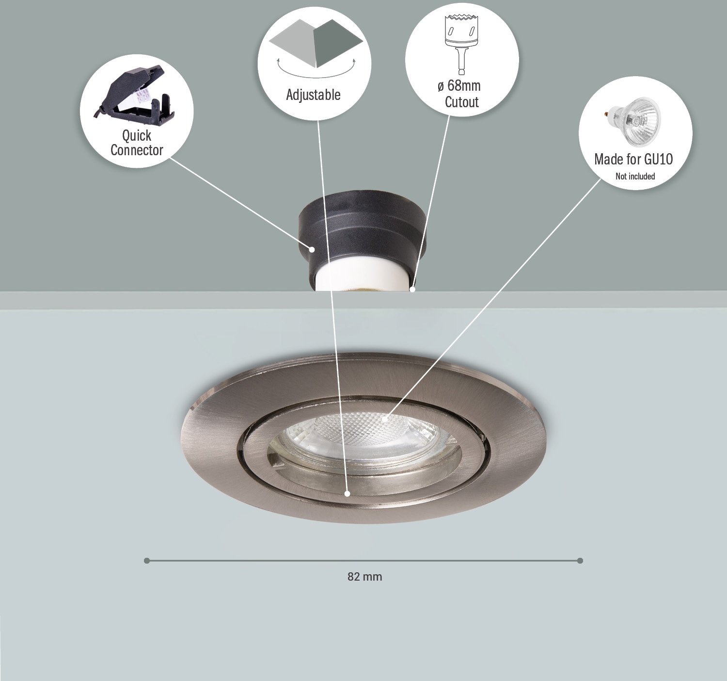 Paco Home Einbauleuchte »Lina« GU10 Einbaustrahler Schwenkbar Strahler Spotlight Set GU10