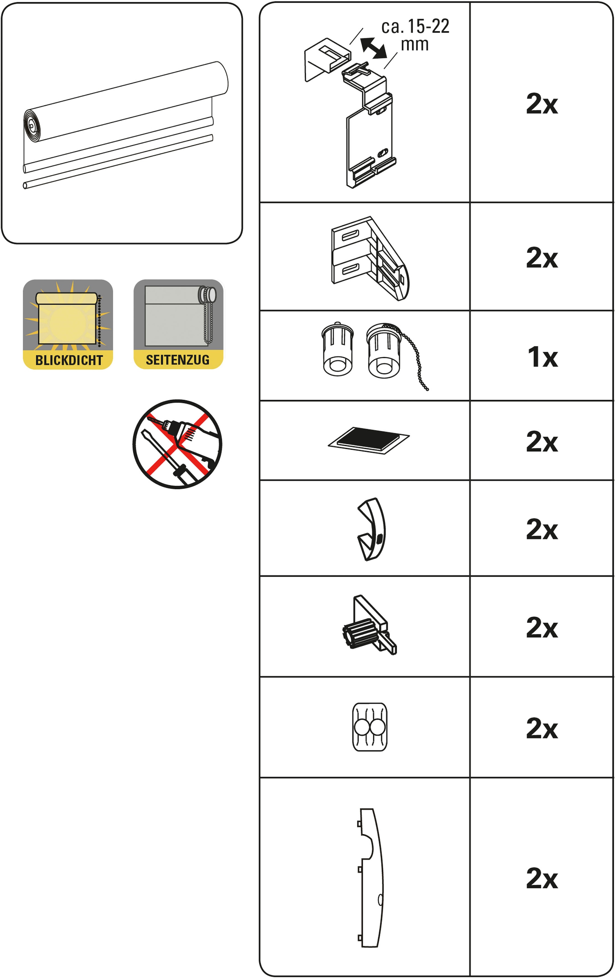 Gardinia Exklusiv Rollo »EasyFix« blickdicht Sichtschutz mit Bohren/ohne Bohren freihängend Schraubmontage möglich