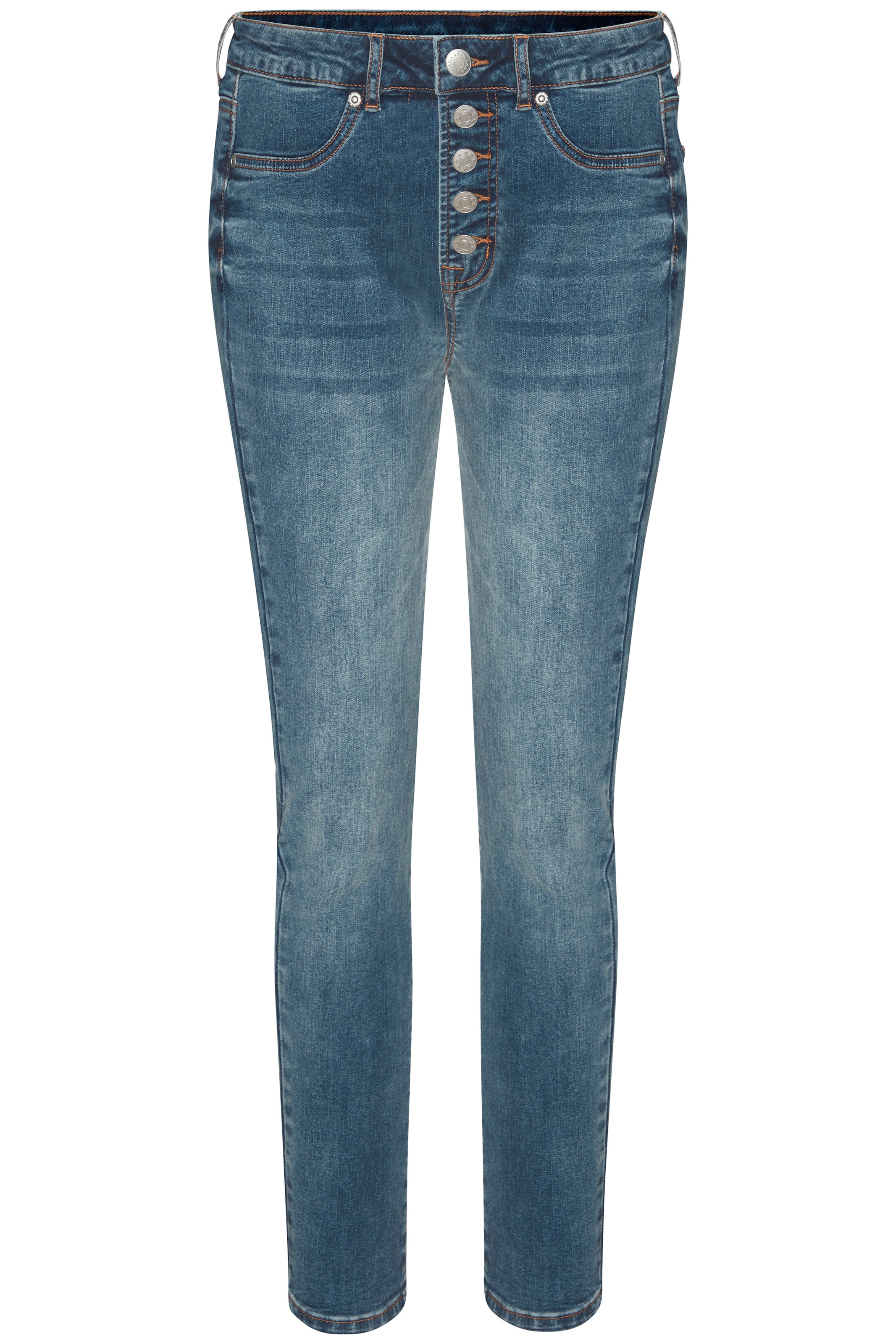 LASCANA High-waist-Jeans mit sichtbarer Knopfleiste und Stretch-Anteil, Skinny, High Waist