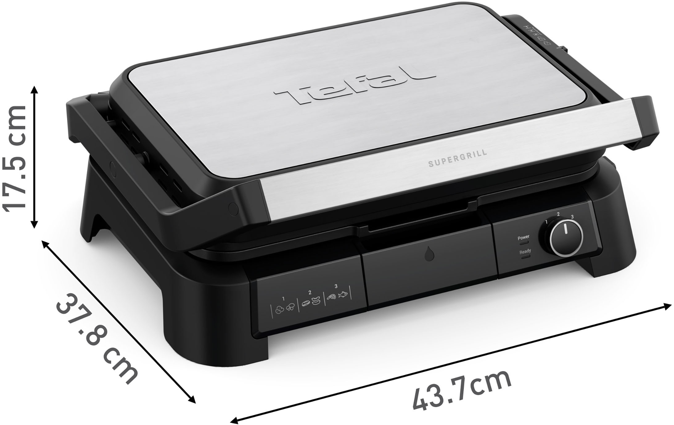 Tefal Kontaktgrill »GC520D SuperGrill 3-in-1 XL«, 220 W, BBQ-Funktion, Ofenposition, 3 Temperatureinstellungen