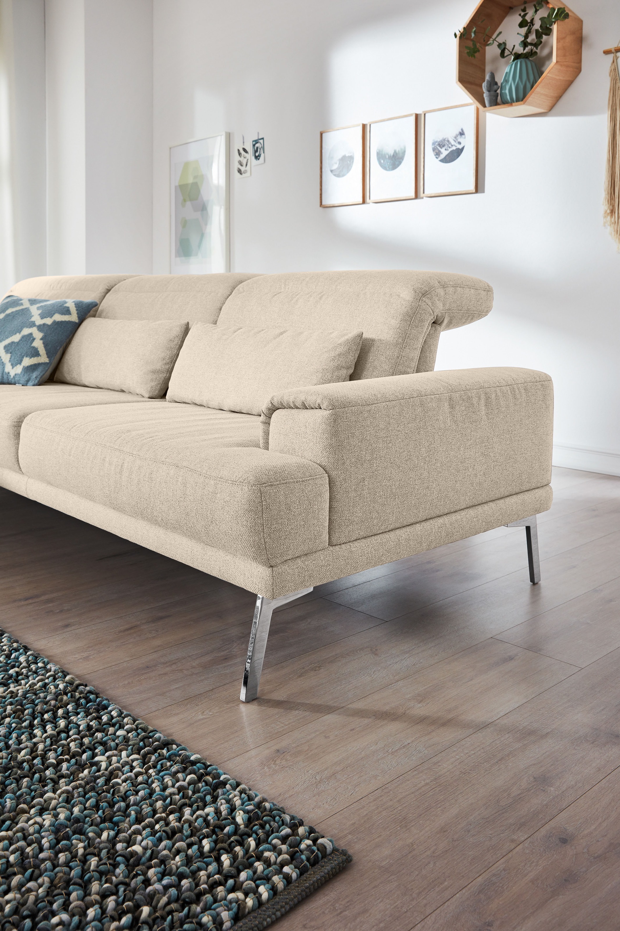 Musterring Ecksofa »MR 4580«, mit Kopf- und Sitztiefenverstellung, Metallfuß chrom, 288 x 193/220cm