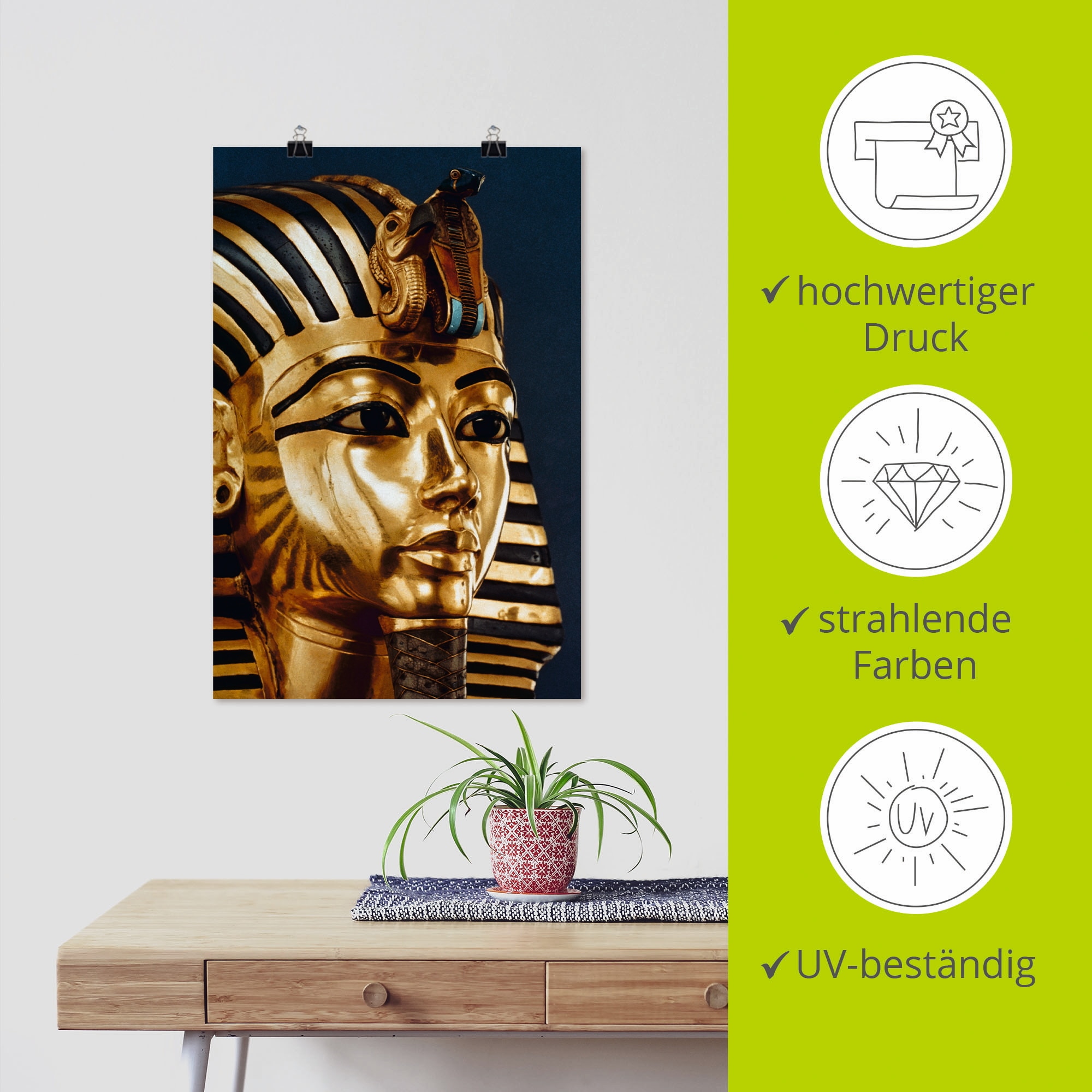 Artland Wandbild »Grabmaske von König Tutanchamun« Menschen 1 Stk. tlg. als Leinwandbild, Poster in verschied. Größen