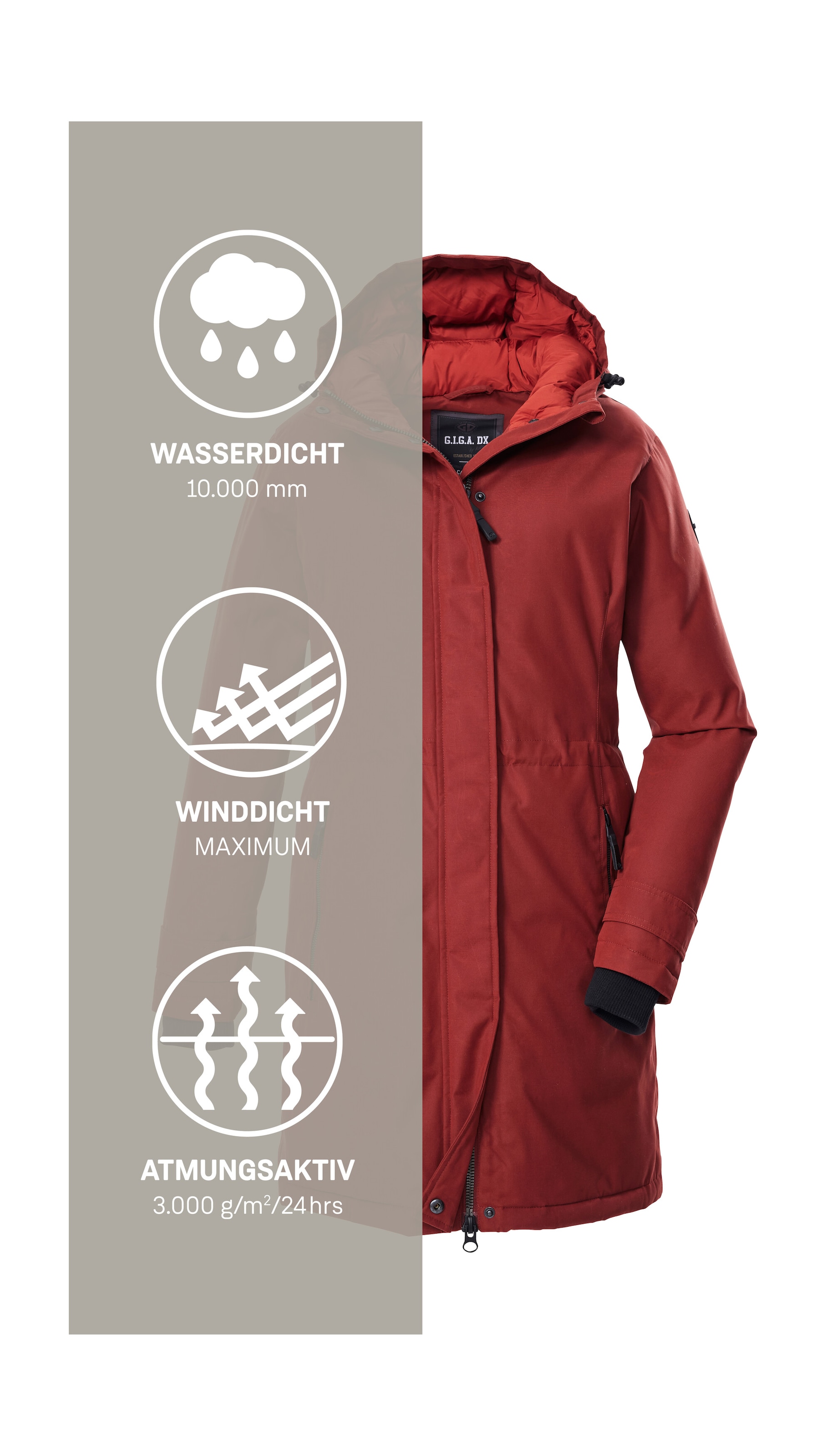 G.I.G.A. DX by killtec Parka »GW 22 WMN PRK« Funktionsparka: wasserdicht, atmungsaktiv, 2-Wege-Reißverschluss