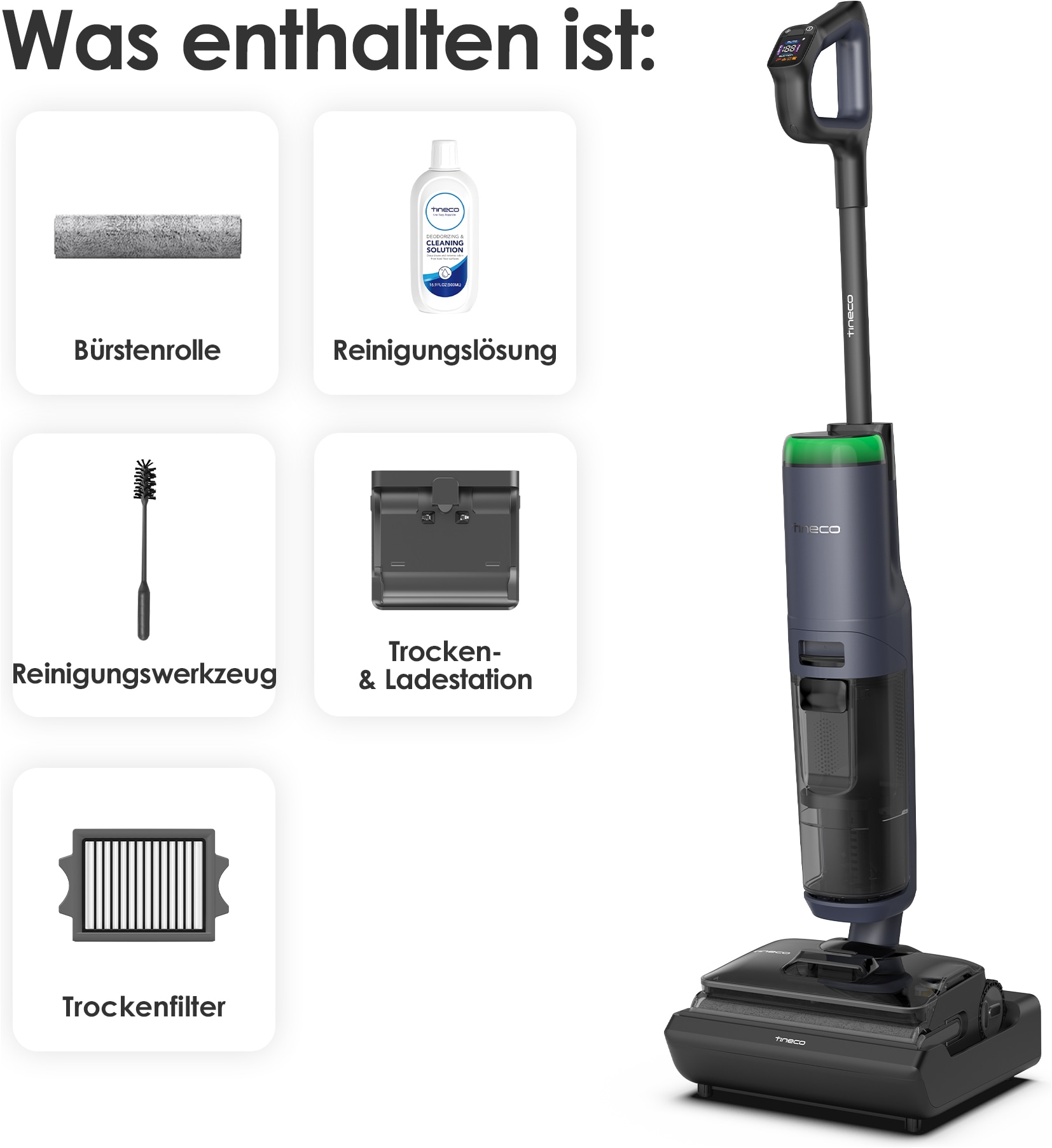 Tineco Nass-Trocken-Sauger »FLOOR ONE S7 Max, 25.000pa Saugleistung, 85° Grad Heißluft-Trocknung« 65 Min Akku, 180° Grad Neigung, automatischer Antrieb, Anti-Tangle