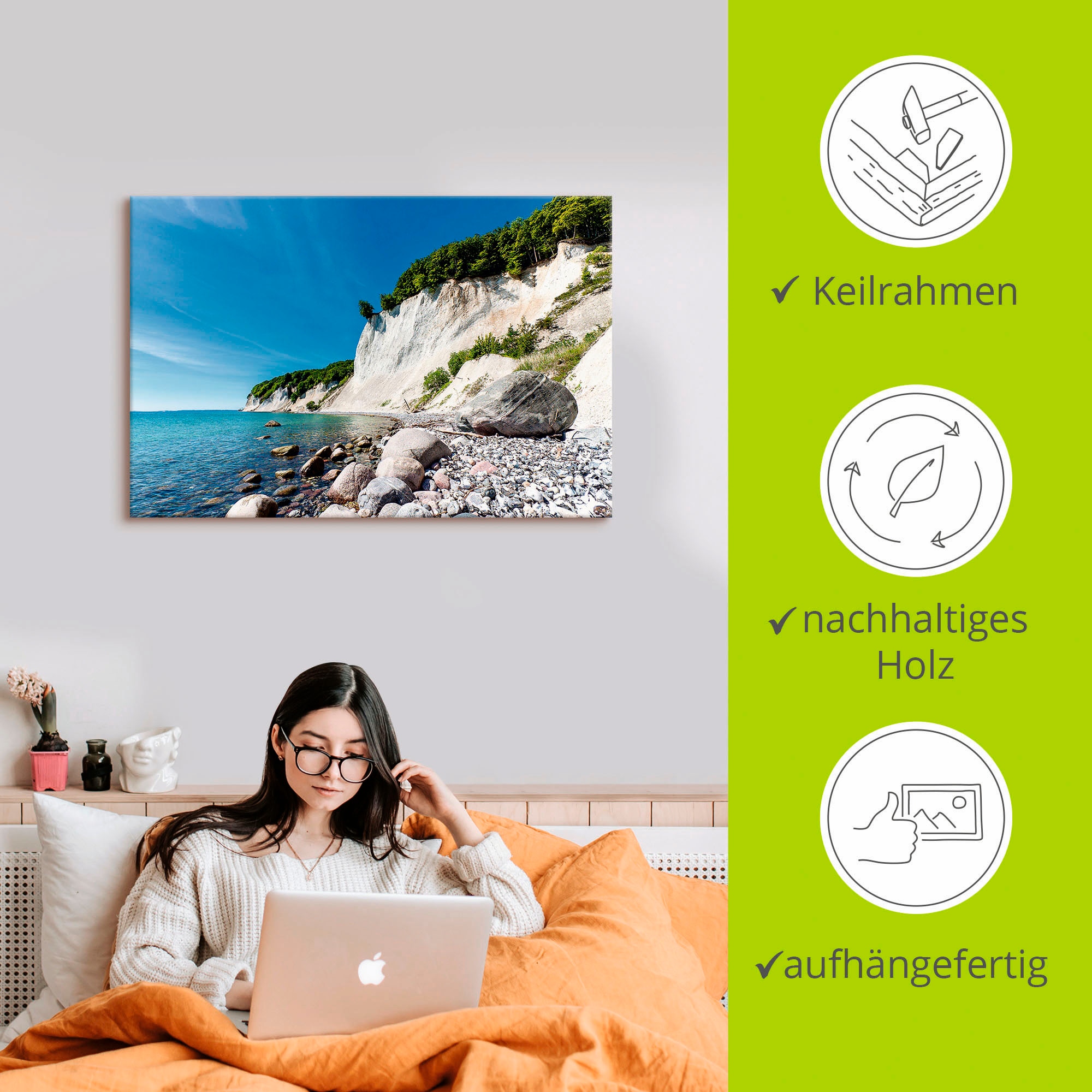 Artland Leinwandbild »Kreidefelsen auf der Insel Rügen 2« Küste 1 Stk. tlg. auf Holzrahmen gespannt