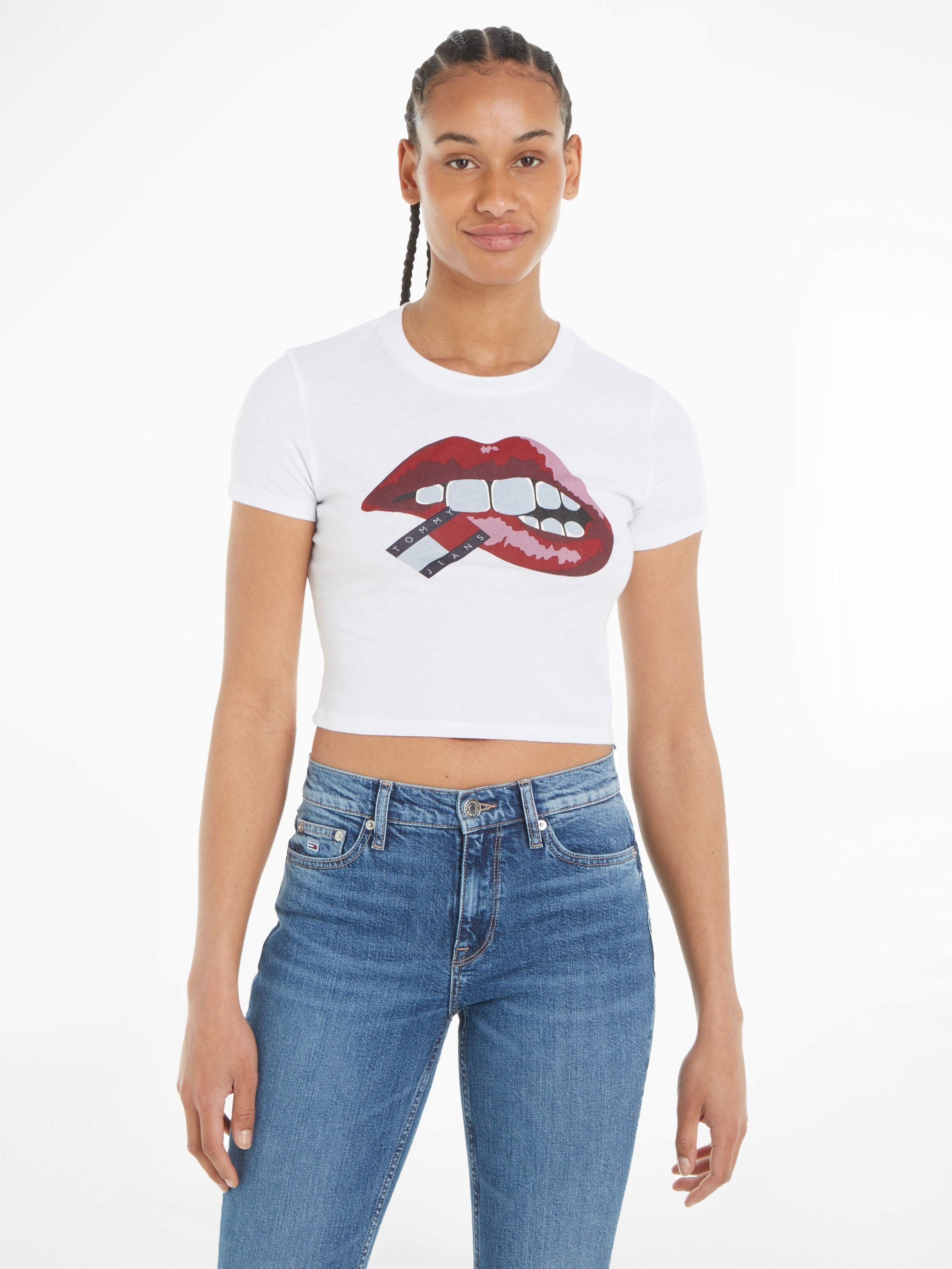 T-Shirt »TJW SLIM CRP WASHED TJ LIPS TEE«, mit Frontprint