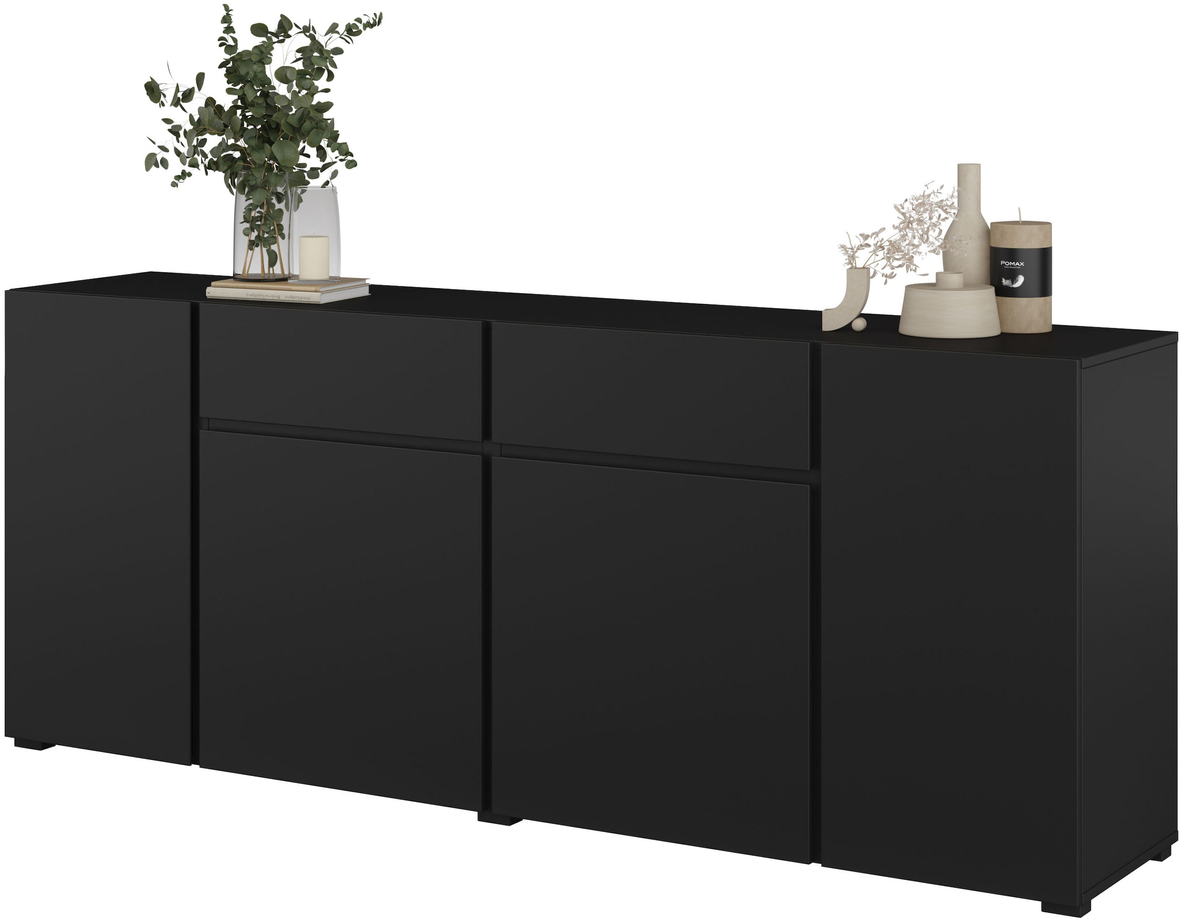 INOSIGN Sideboard »Metric,Breite 195 cm, grifflose Kommode 4 Türen/2 Schubkästen«, Schubladenschrank mit viel Stauraum, Einlegeböden verstellbar