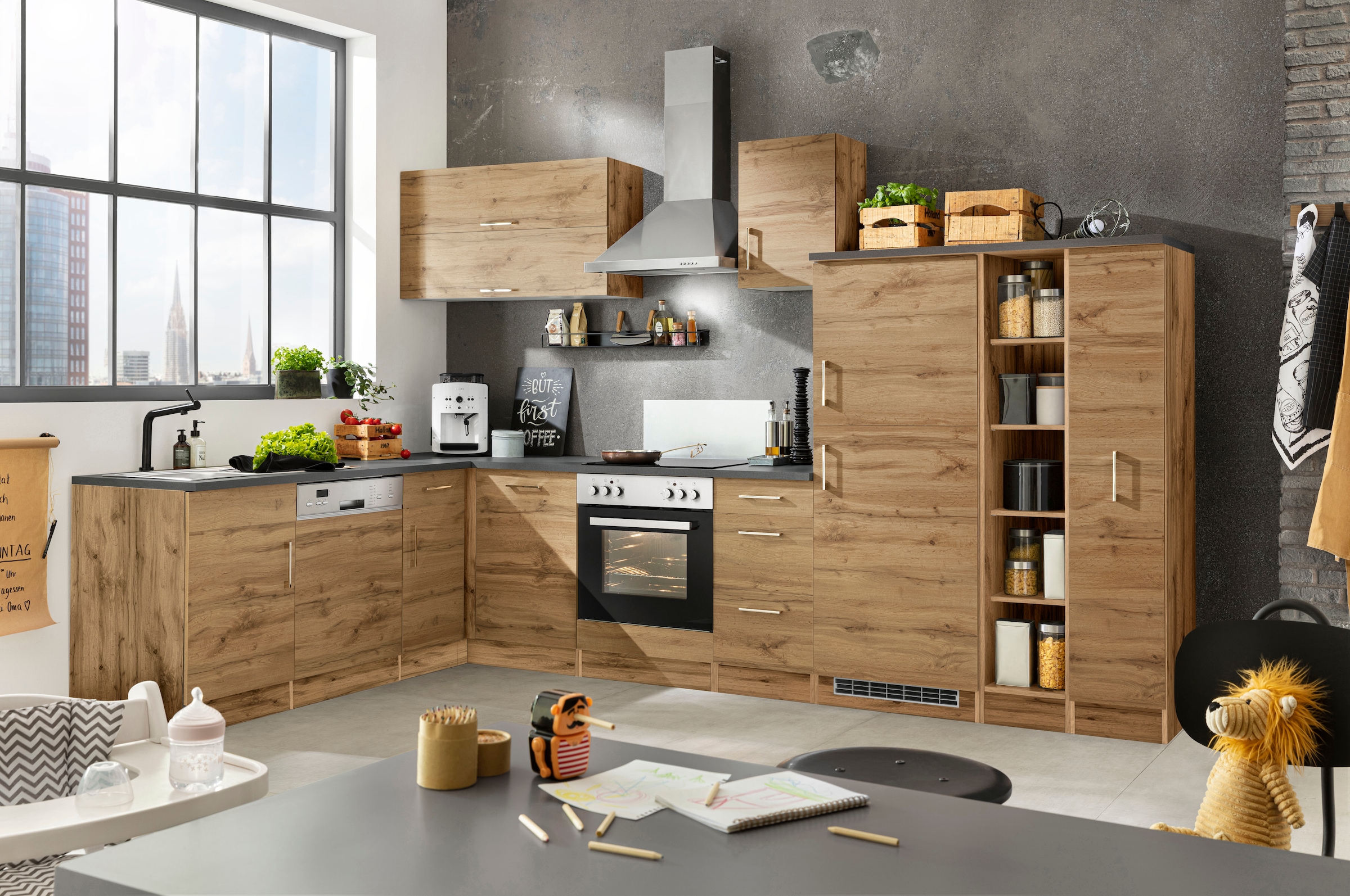 KOCHSTATION Winkelküche »KS-Colmar« ohne E-Geräte, Stellbreite 210/330 cm