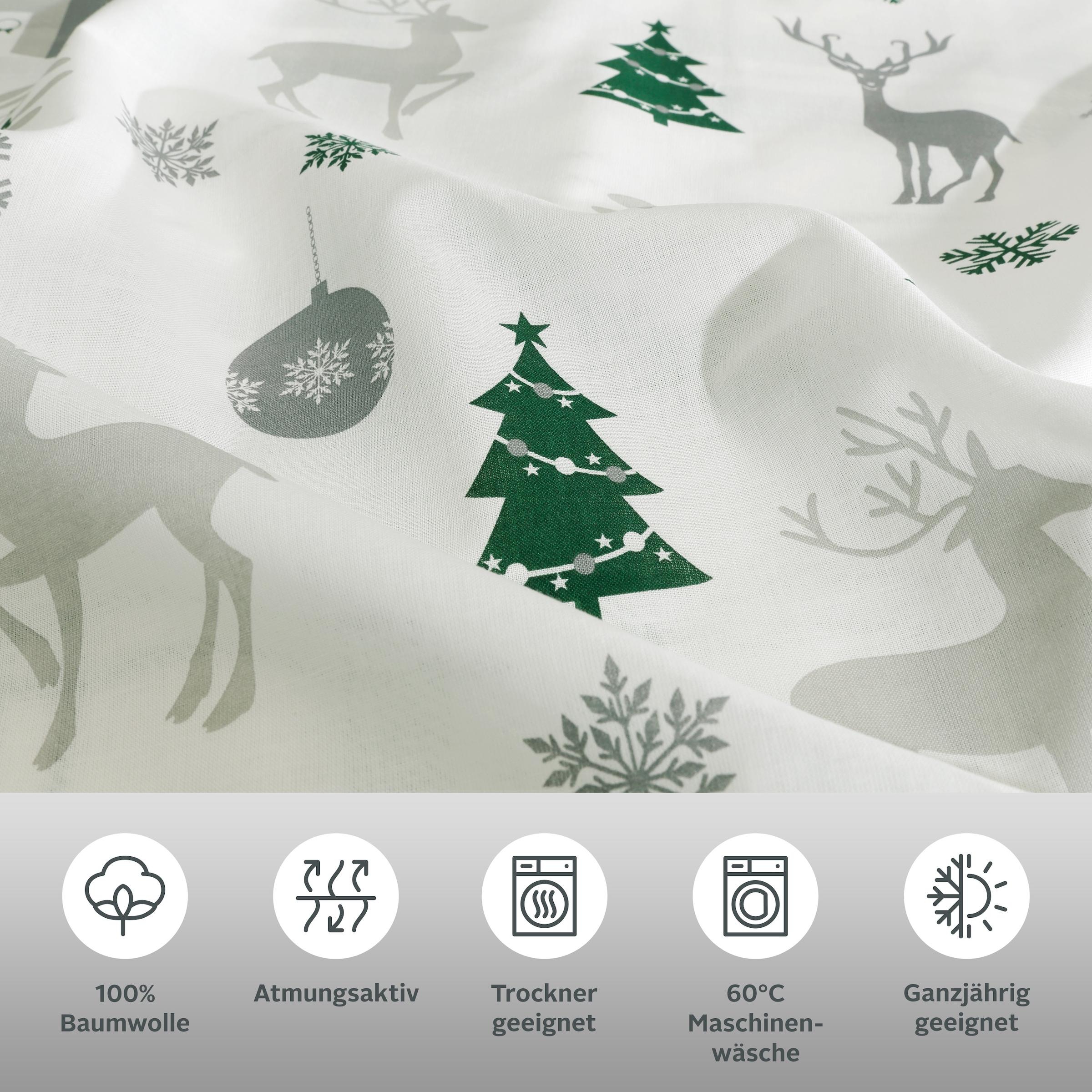 OTTO home Bettwäsche »Mikkel« 2 Bettwäsche ab Gr. 135x200 cm,100% Baumwolle, Weihnachten