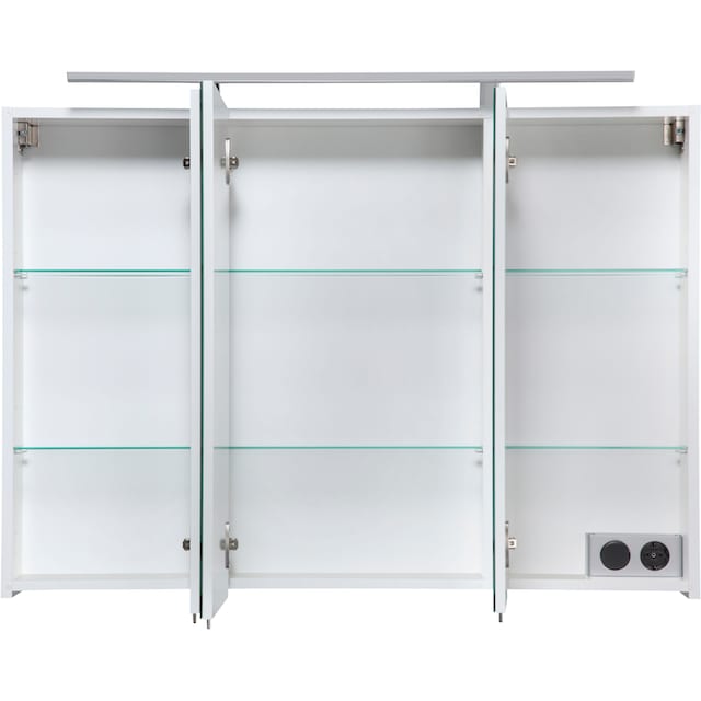 welltime Spiegelschrank »Torino«, Breite 100 cm, 3-türig, LED-Beleuchtung,  Schalter-/Steckdosenbox online kaufen | mit 3 Jahren XXL Garantie