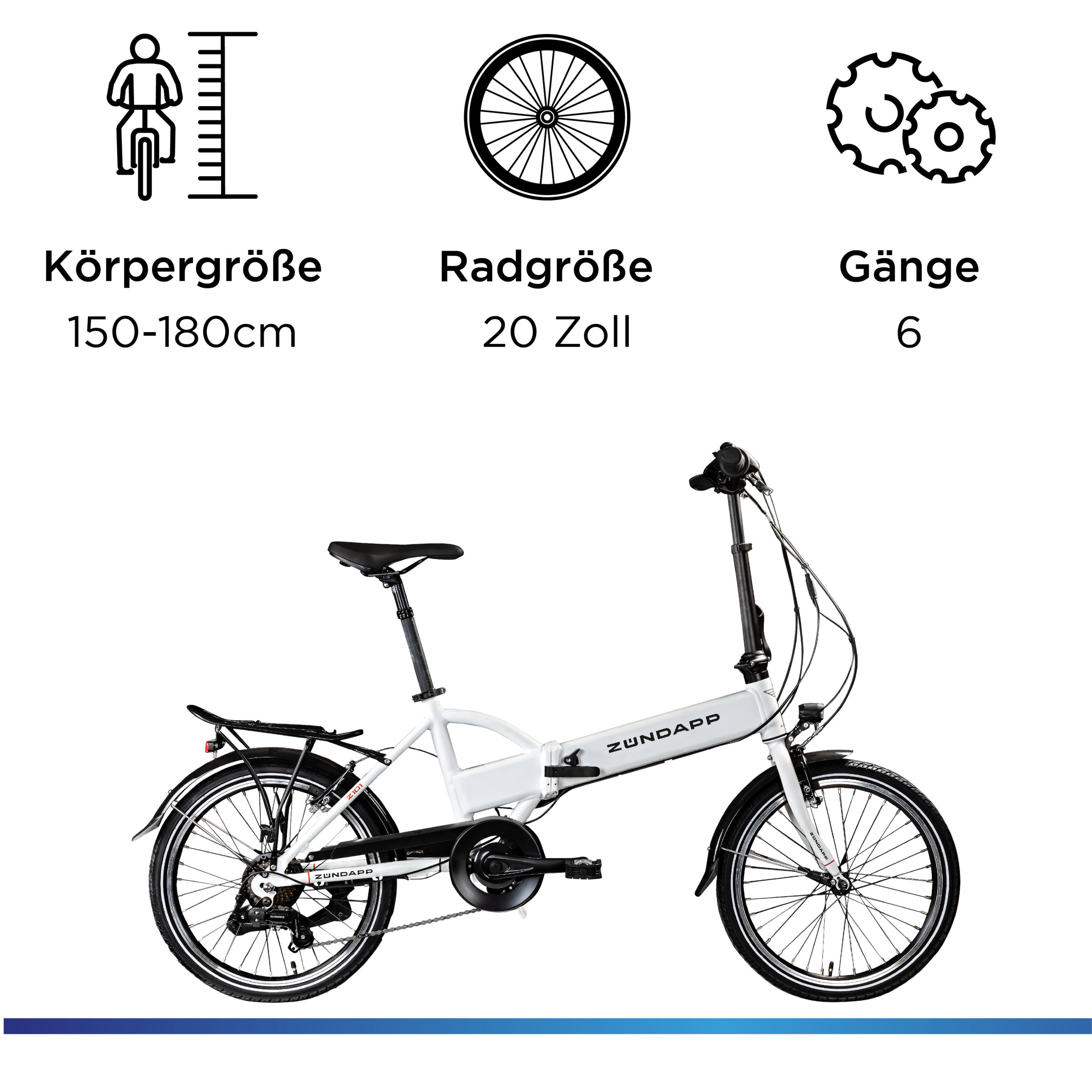 Zündapp »Z101« 6 Gang Shimano Tourney Schaltwerk Kettenschaltung Heckmotor 250 W Pedelec, Elektrofahrrad für Damen u. Herren