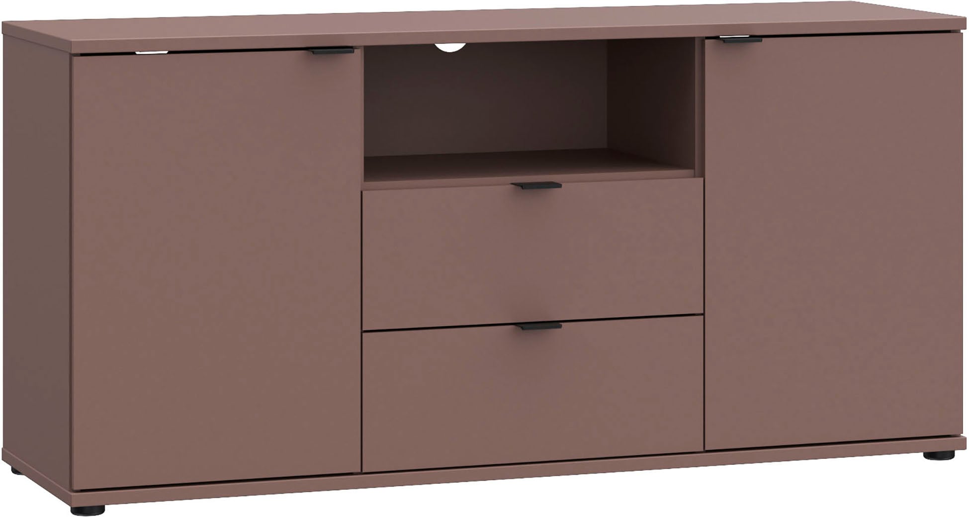 FORTE Lowboard "Ganymede" Breite 129,8cm, TV Board, Stauraum, Schublade; Metallgriffe, Kabelführung
