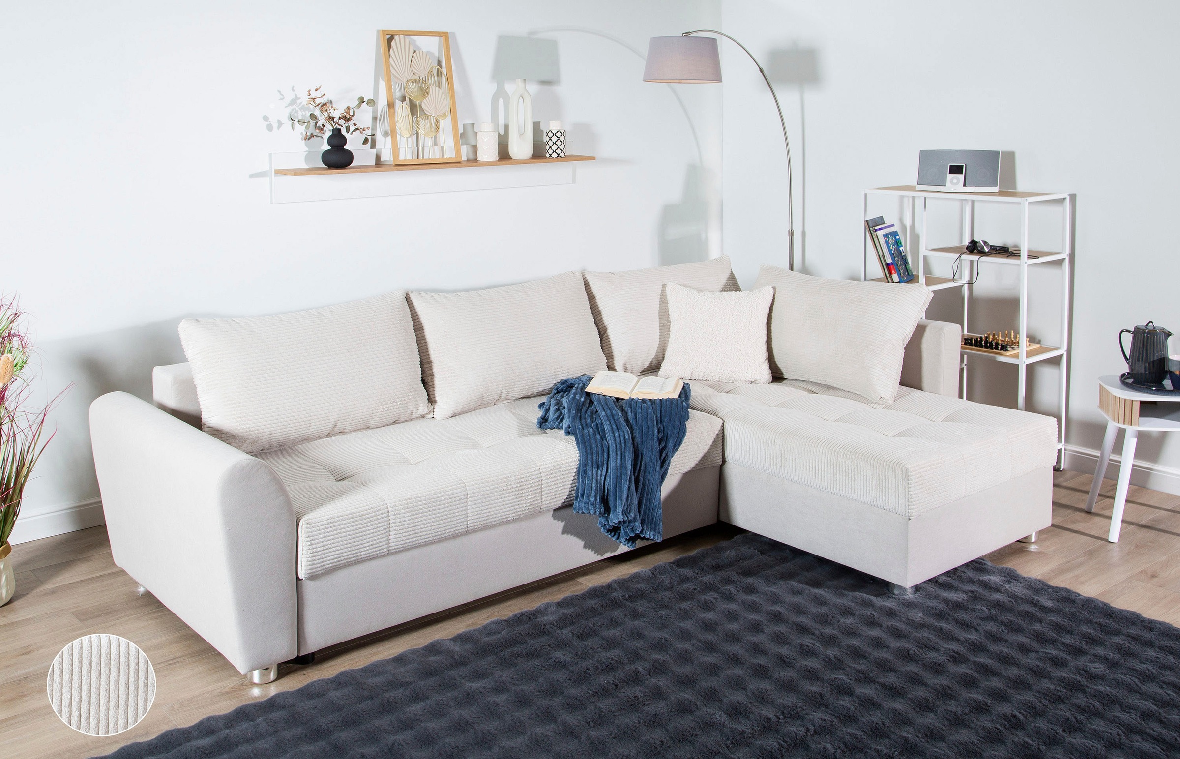 COLLECTION AB "Jana XL L-Form, B: 250 cm" Schlaffunktion, Bettkasten & 1 Zierkissen, Federkern