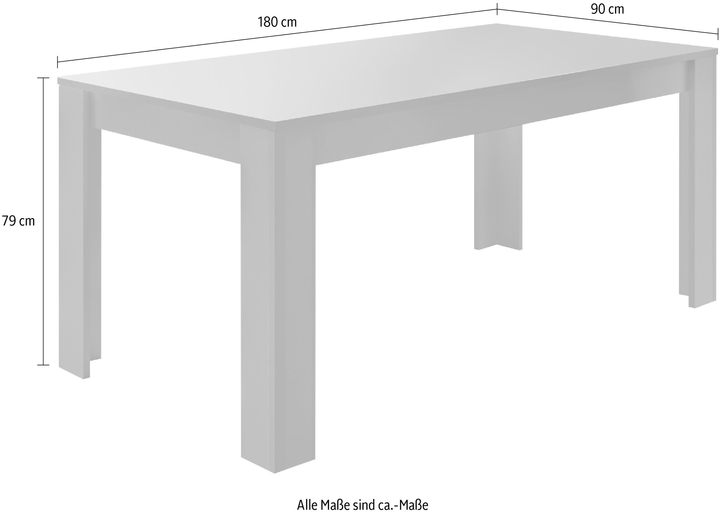 INOSIGN Esstisch »Dama 180 x 90 cm, Küchentisch, Esszimmertisch,«, rechteckig, Tischplattenstärke 22 mm, verschiedene Farben