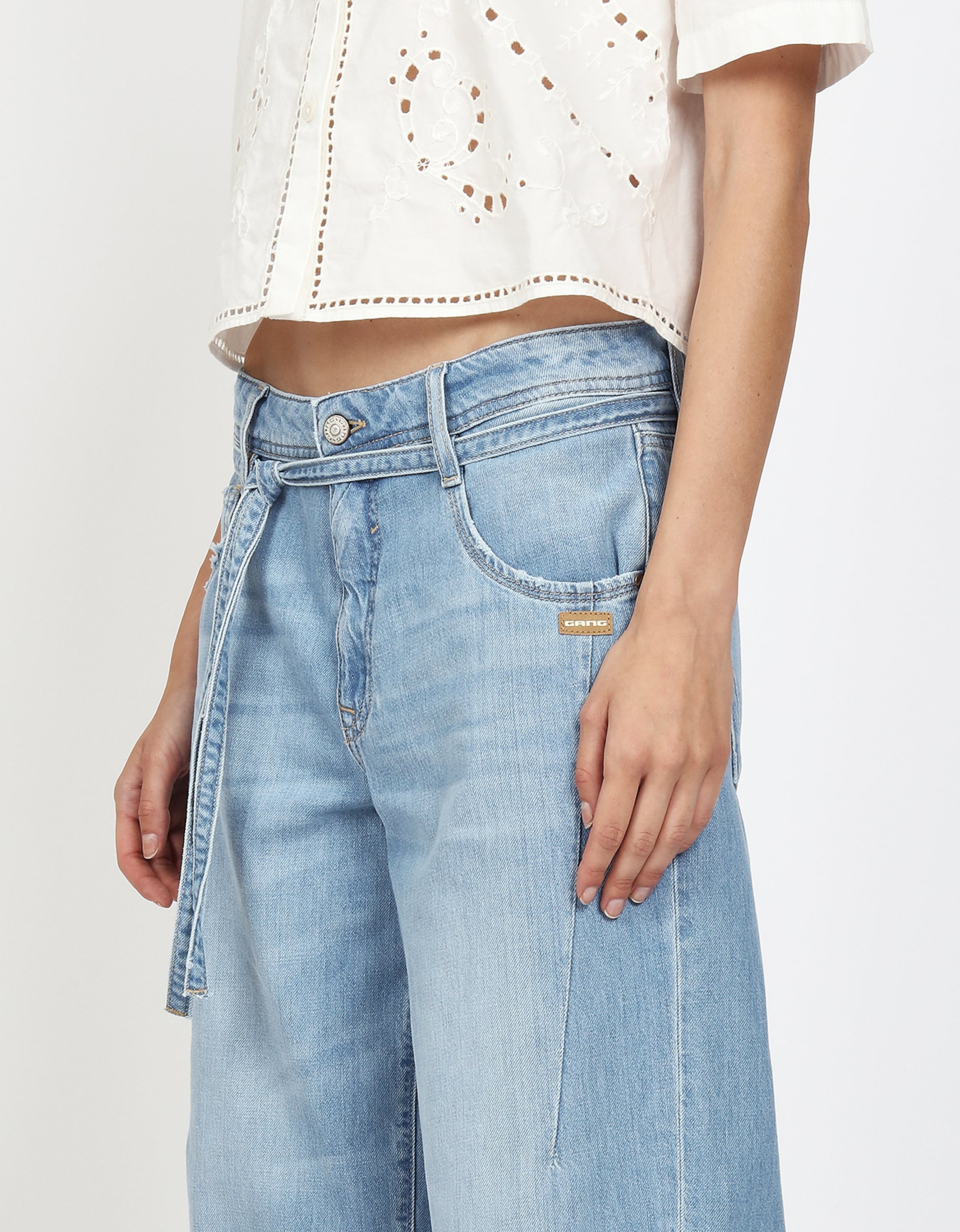 GANG Bermudas »94CLAIRE BERMUDA«  mit Bindegürtel, Denim