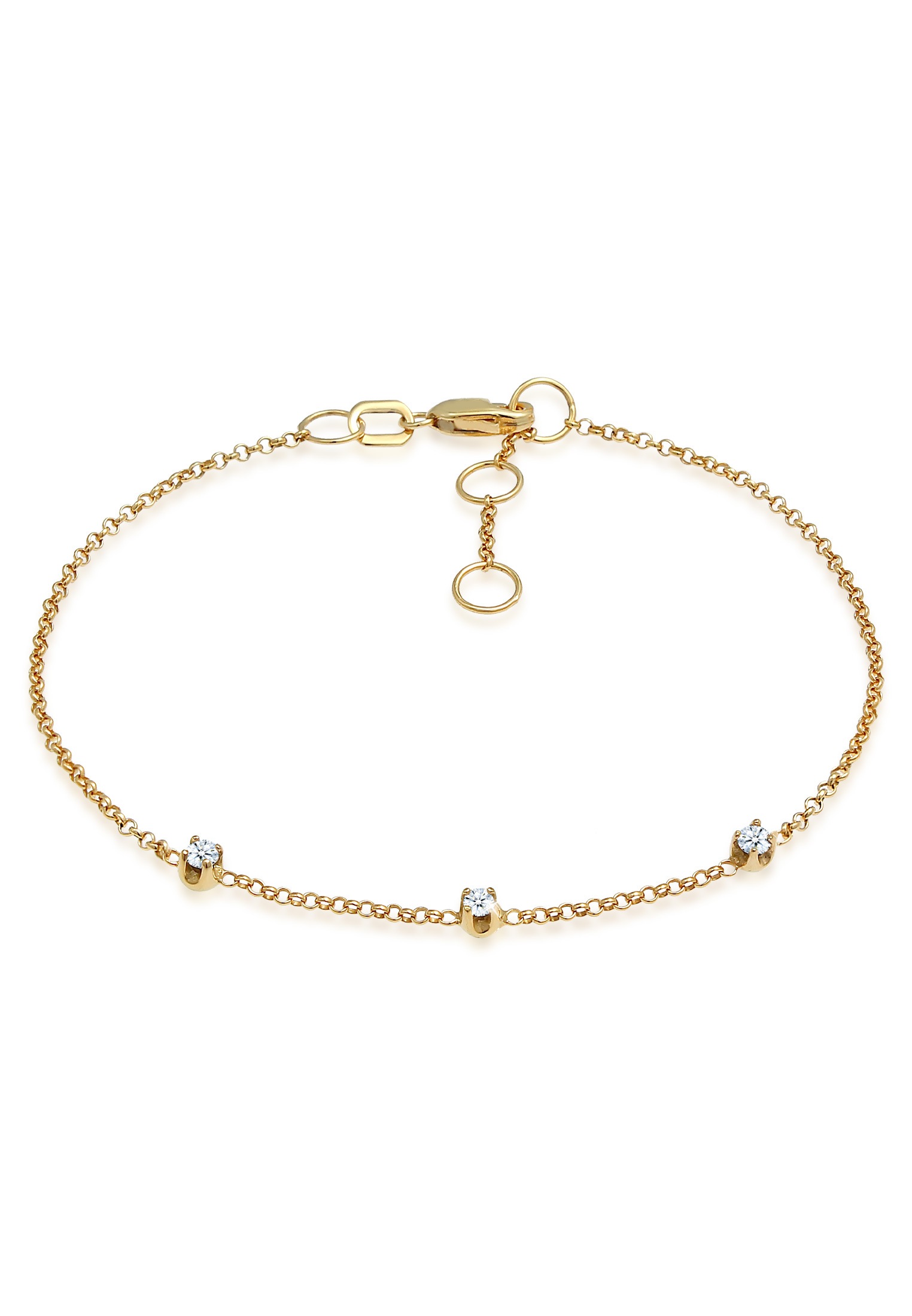 Elli DIAMONDS Armkette »Armband Diamanten (0.09 ct.) Fein Rund 375 Gelbgold«