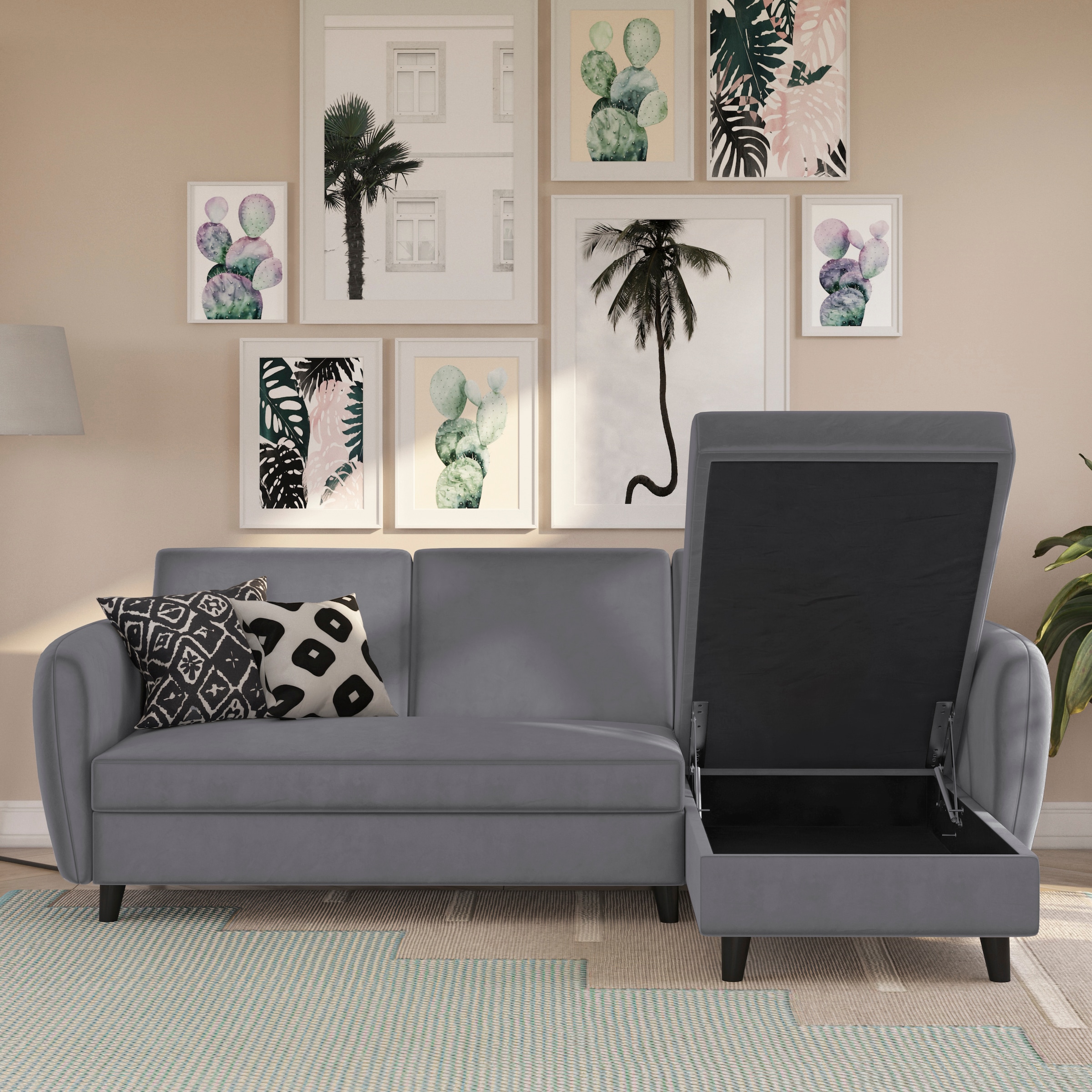 Dorel Home Ecksofa »Perry, L-Form,« Rückenlehne, verschiedene Farbvarianten, Sitzhöhe 43 cm, Breite 219 cm