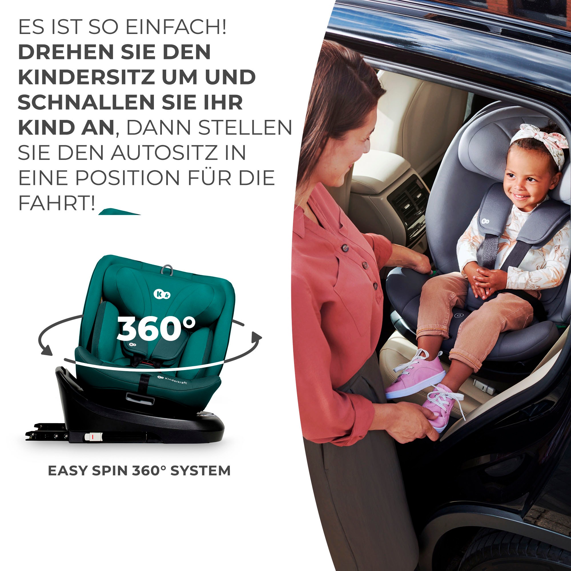 Kinderkraft Autokindersitz »I-GROW i-Size« Klasse 0 / 1 / II / III (bis 36 kg) 360° – drehbarer Kindersitz