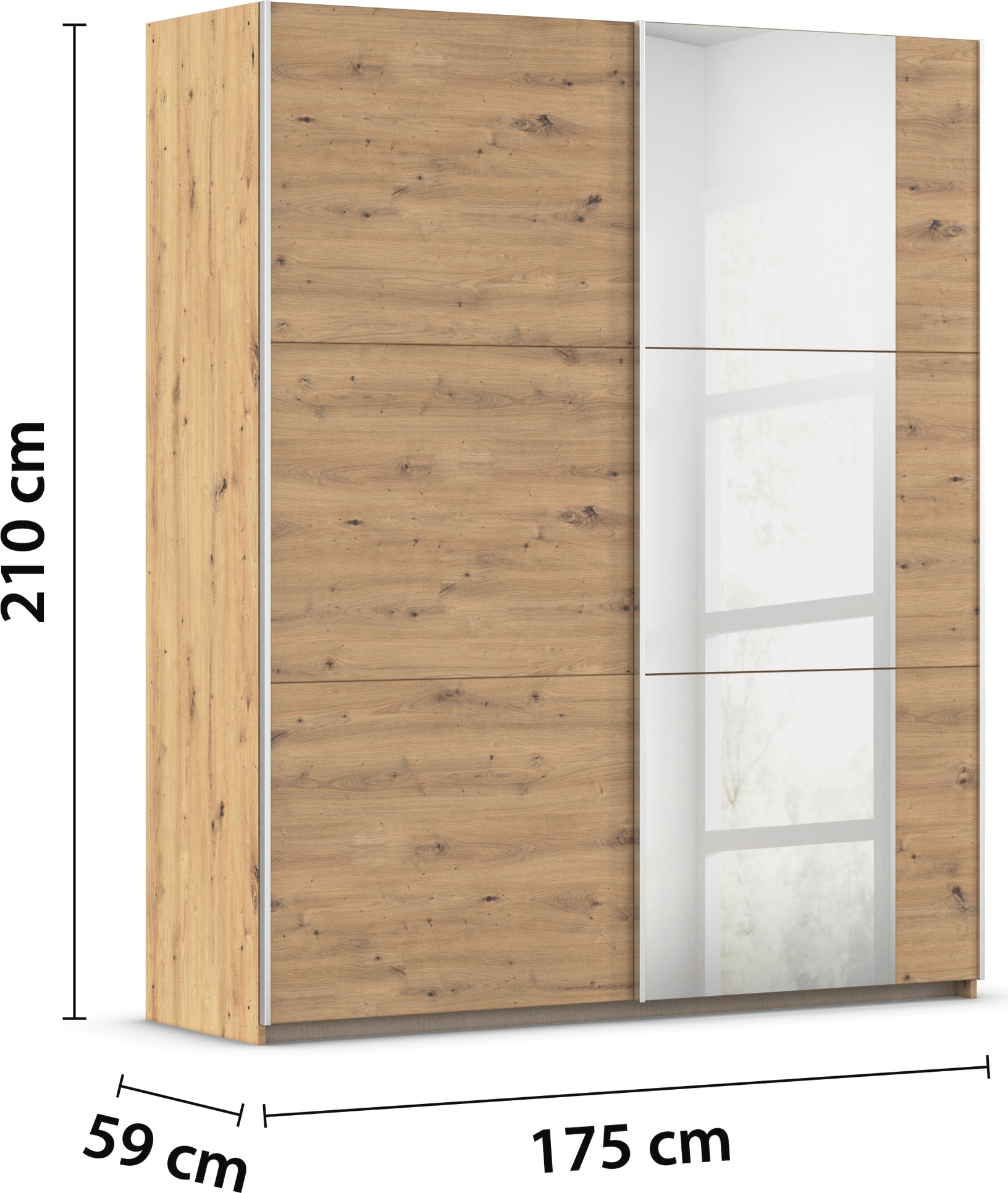 rauch Schwebetürenschrank »Kleiderschrank Garderobe TOPSELLER AURELIO mit 3 Ausstattungsvarianten«, 3 verschiedene Ausstattungsvarianten Griffe aus Metall MADE IN GERMANY