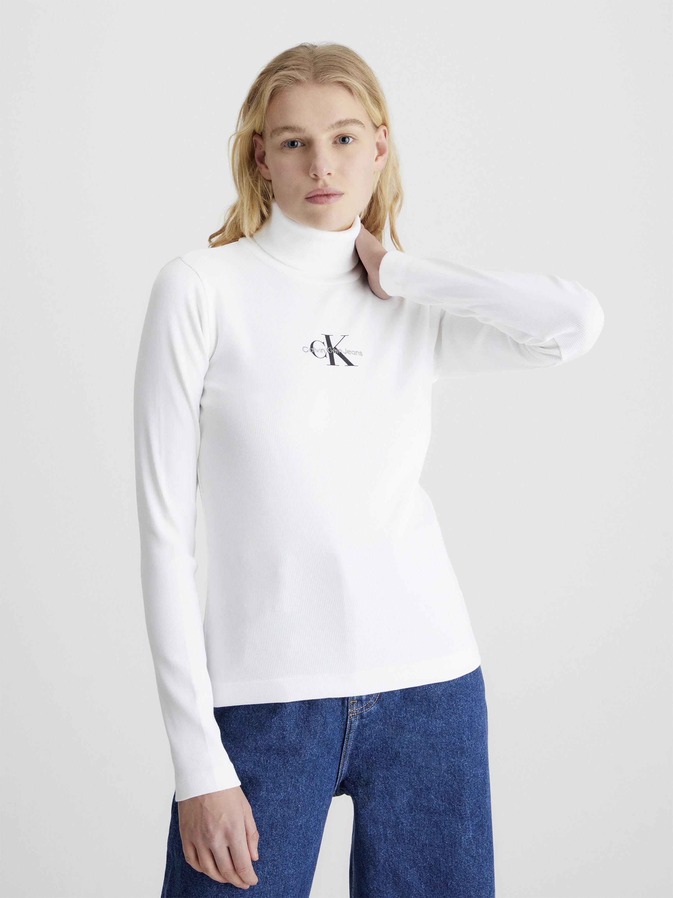 Calvin Klein Jeans Langarmshirt »MONOLOGO RIB ROLL NECK« bei ♕