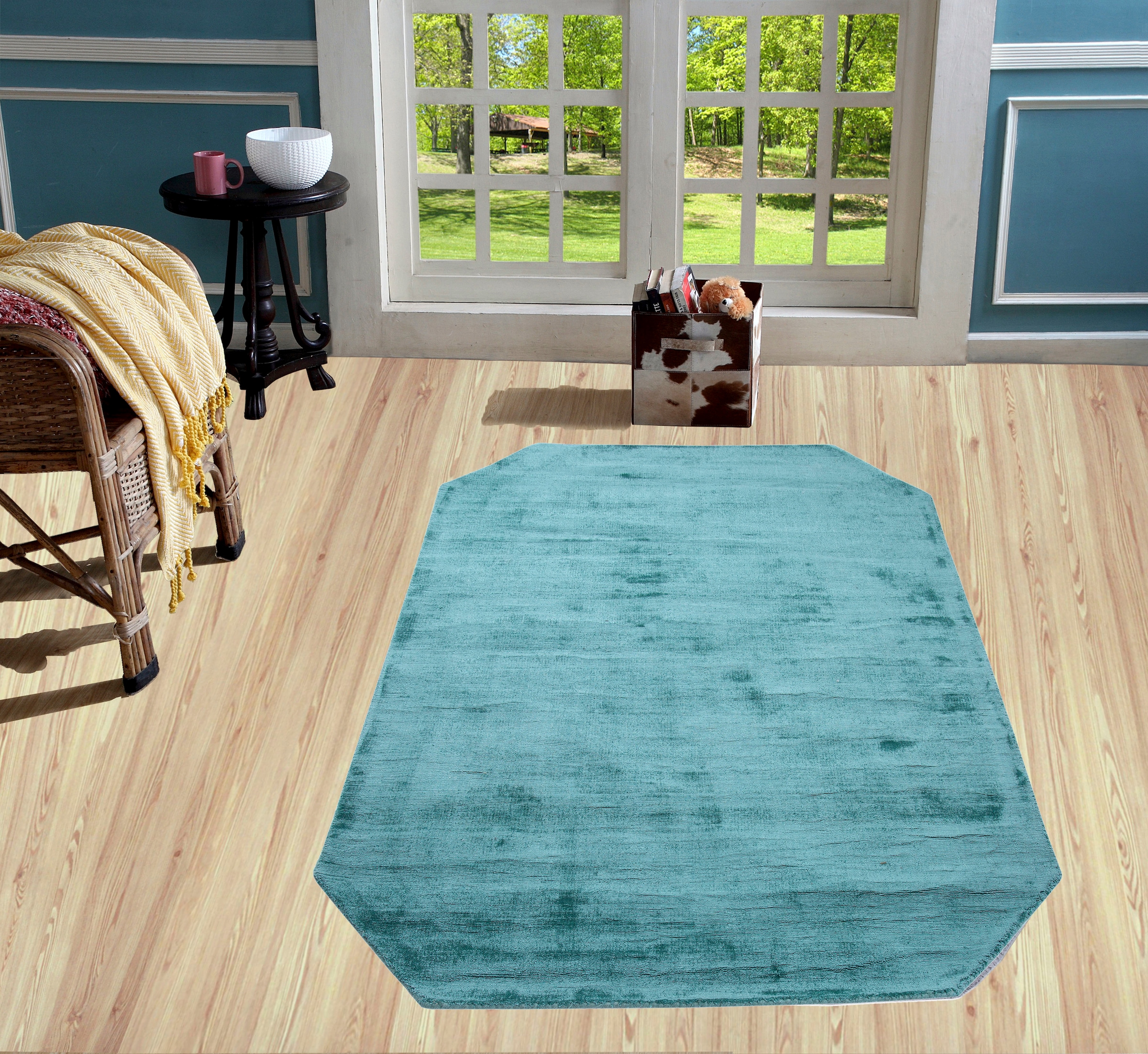 my home Teppich »Shirley, handgewebter Viskose Teppich, farblich  changierend«, achteckig, Handweb Teppiche, Wohnzimmer, Schlafzimmer,  Esszimmer | Kurzflor-Teppiche