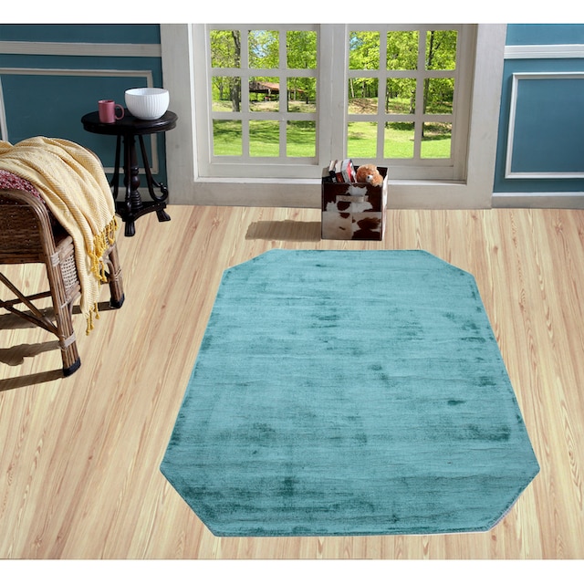 my home Teppich »Shirley, handgewebter Viskose Teppich, farblich  changierend«, achteckig, Handweb Teppiche, Wohnzimmer, Schlafzimmer,  Esszimmer