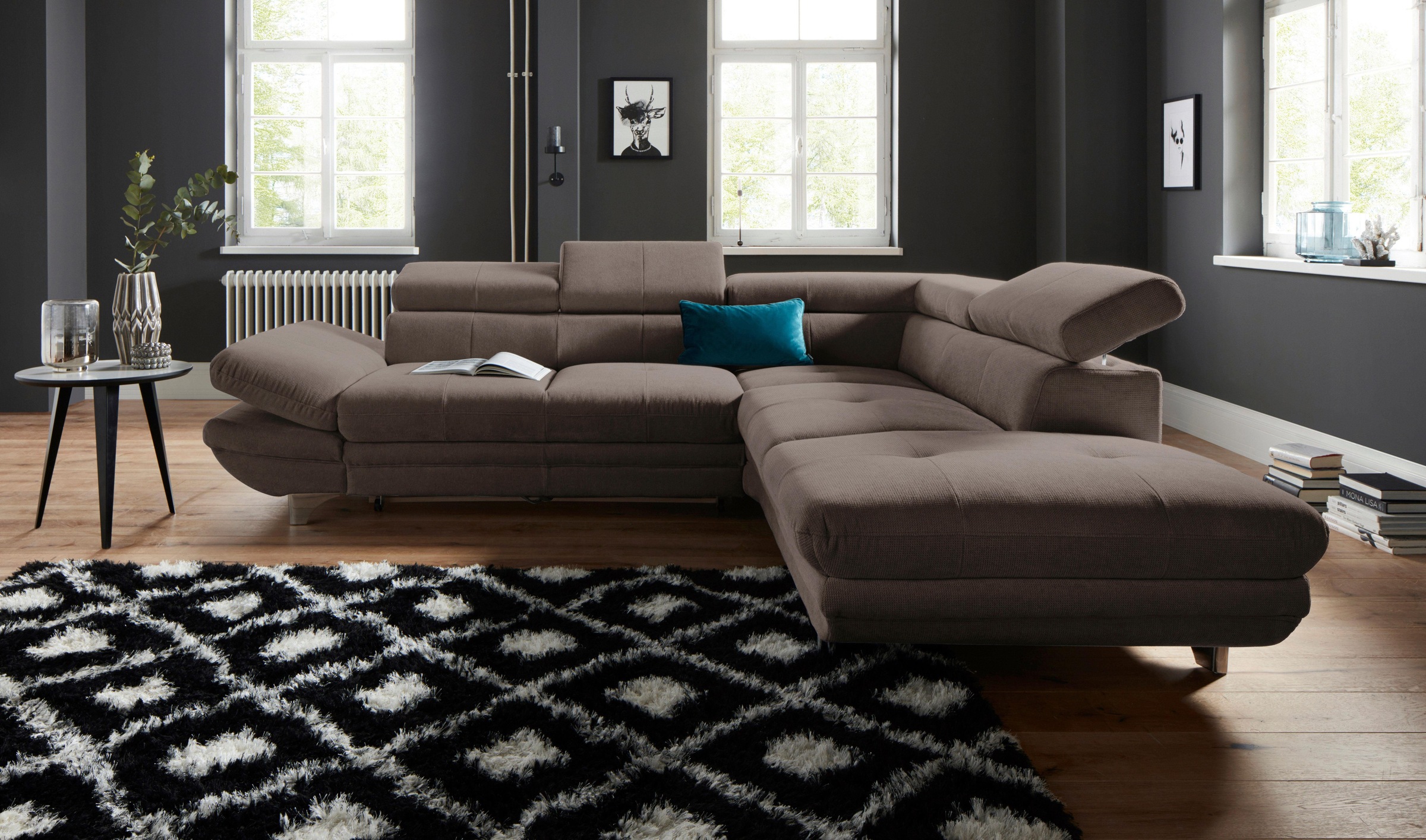COTTA Polstergarnitur »Enterprise L-Form«, (Set), Set bestehend aus: Ecksofa mit Arm- & Kopfteilverstellung & Hocker