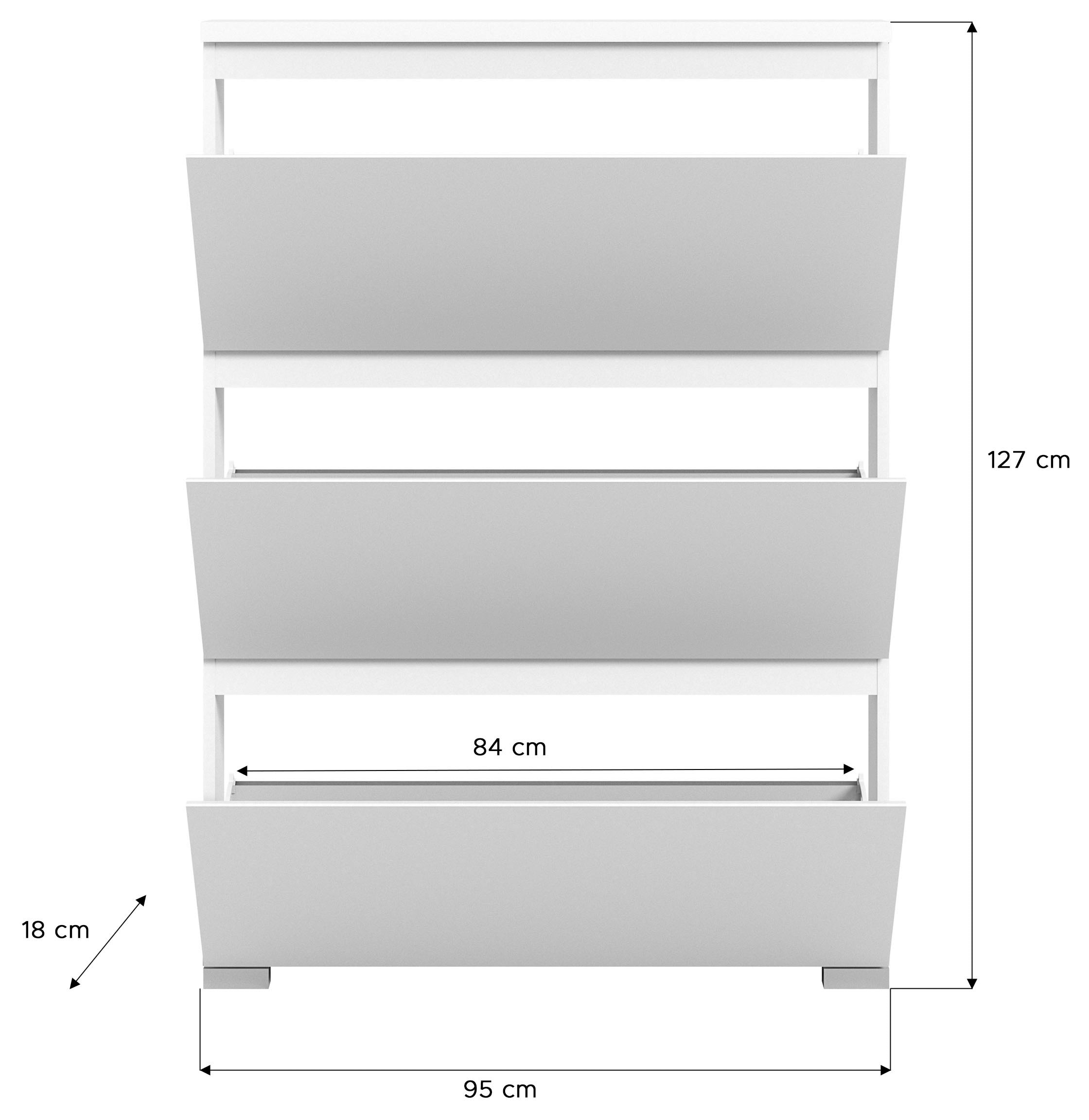 INOSIGN Schuhschrank »Skoskap, Tiefe 18cm, 3 Klappen mit Schuhwalze, Platz für 12 Schuhpaare«, Schuhkipper, Schuhkommode, Schuhregal, Kommode, Anrichte