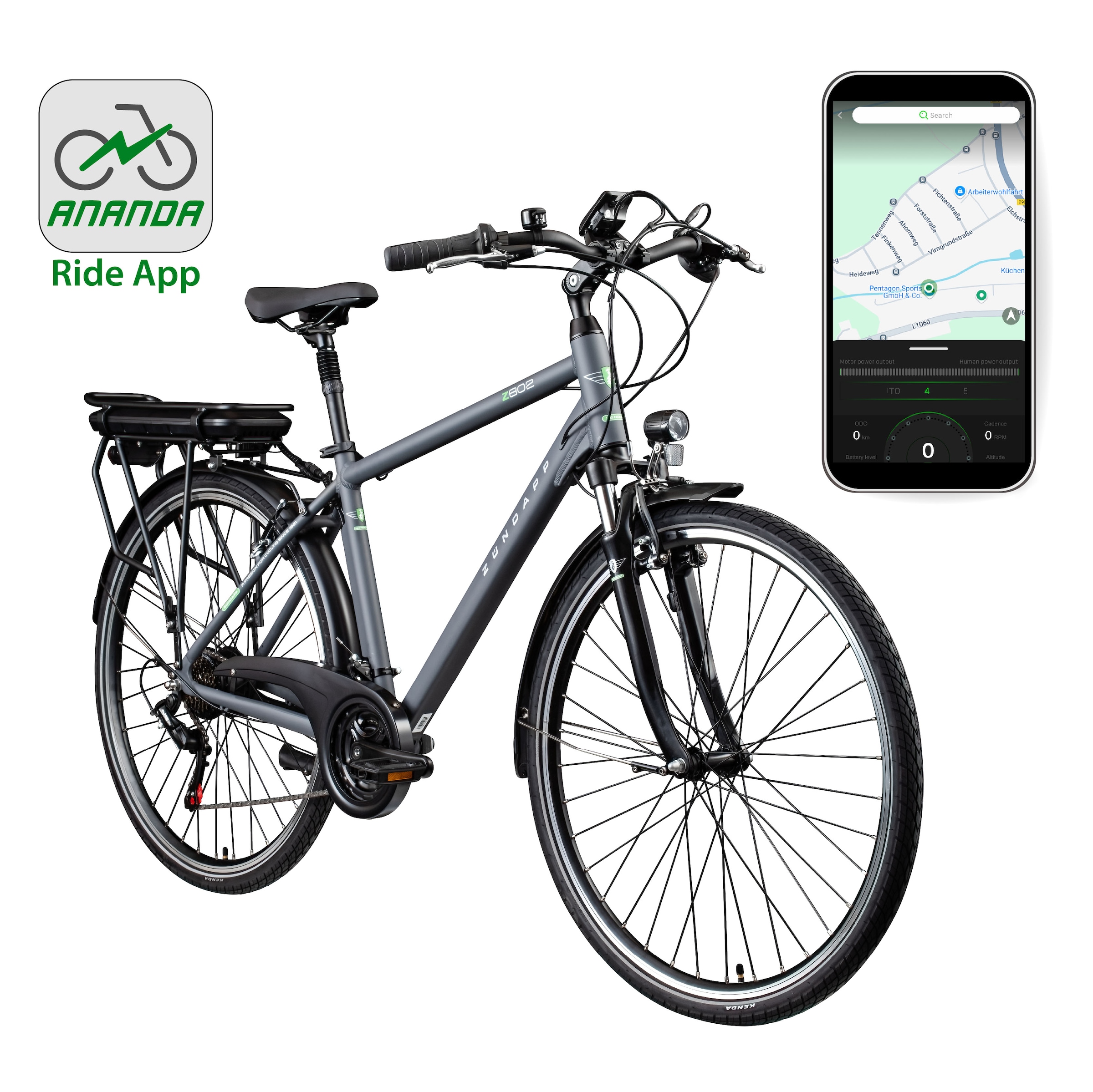 Zündapp »Z802 Herren« 21 Gang Shimano Altus RD-M310 Schaltwerk Kettenschaltung Heckmotor 250 W Pedelec, Elektrofahrrad für Herren