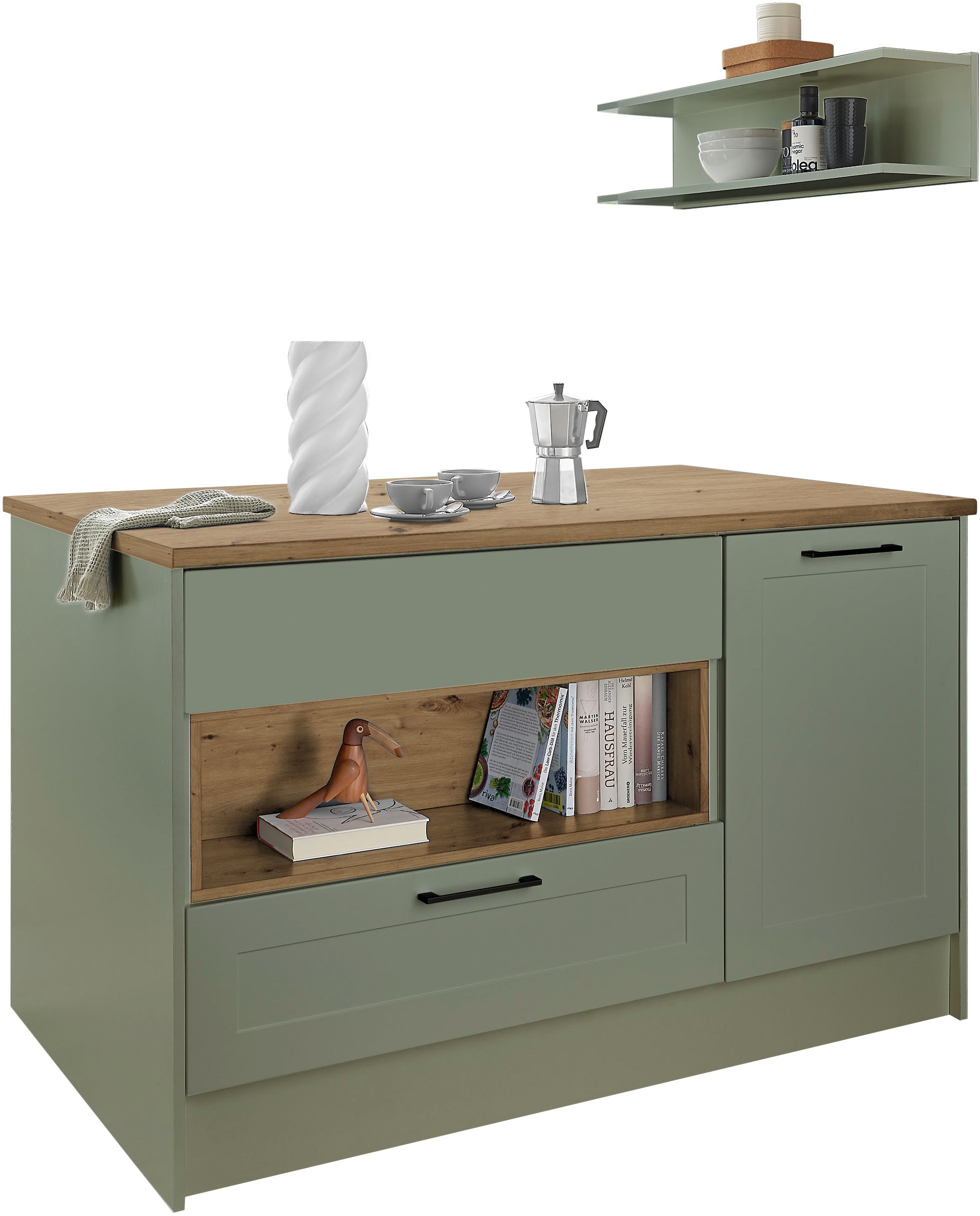 BASIC by Balculina Kücheninsel »Marsi« Breite 145 cm, Türen und Schubkästen Sofclose, beidseitig nutzbar