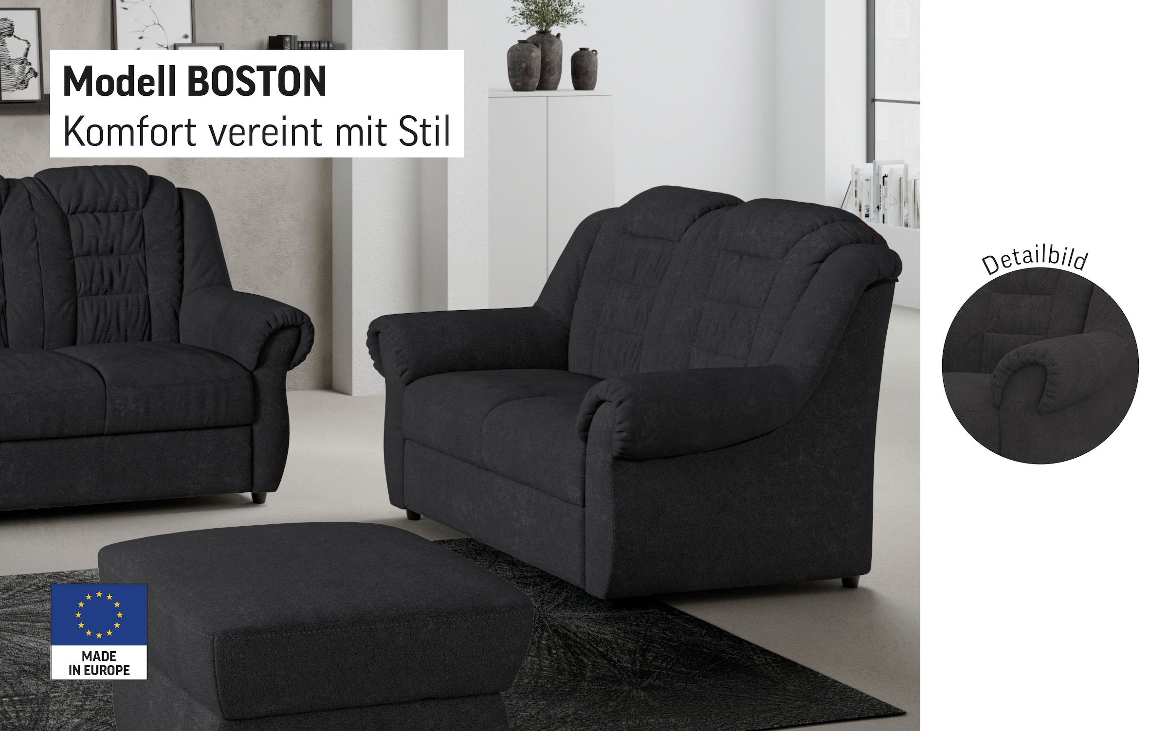 Home affaire 2-Sitzer »Boston«, Sofa mit hoher Rückenlehne