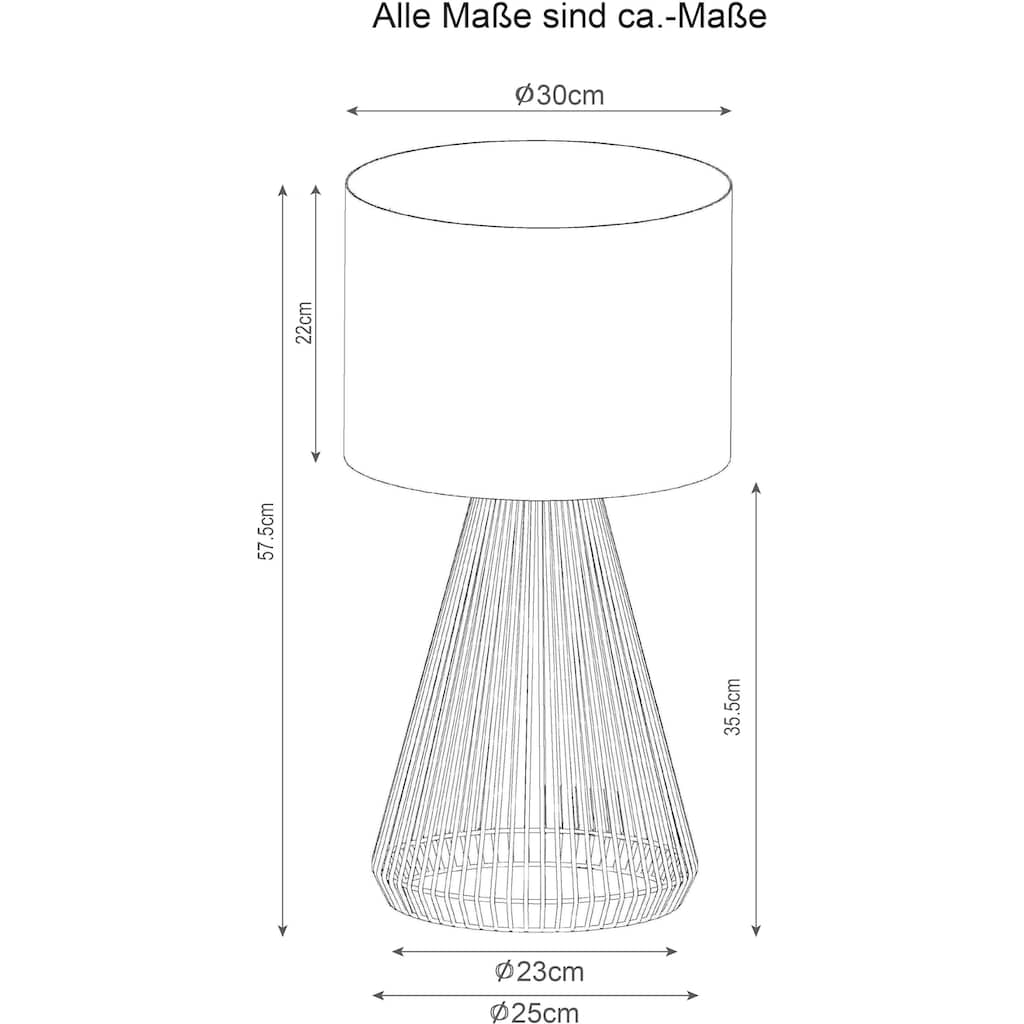 LeGer Home by Lena Gercke Tischleuchte »Zuri«, 1 flammig-flammig, Tischlampe mit Sisalschnur, Leinenschirm / Stoff - beige