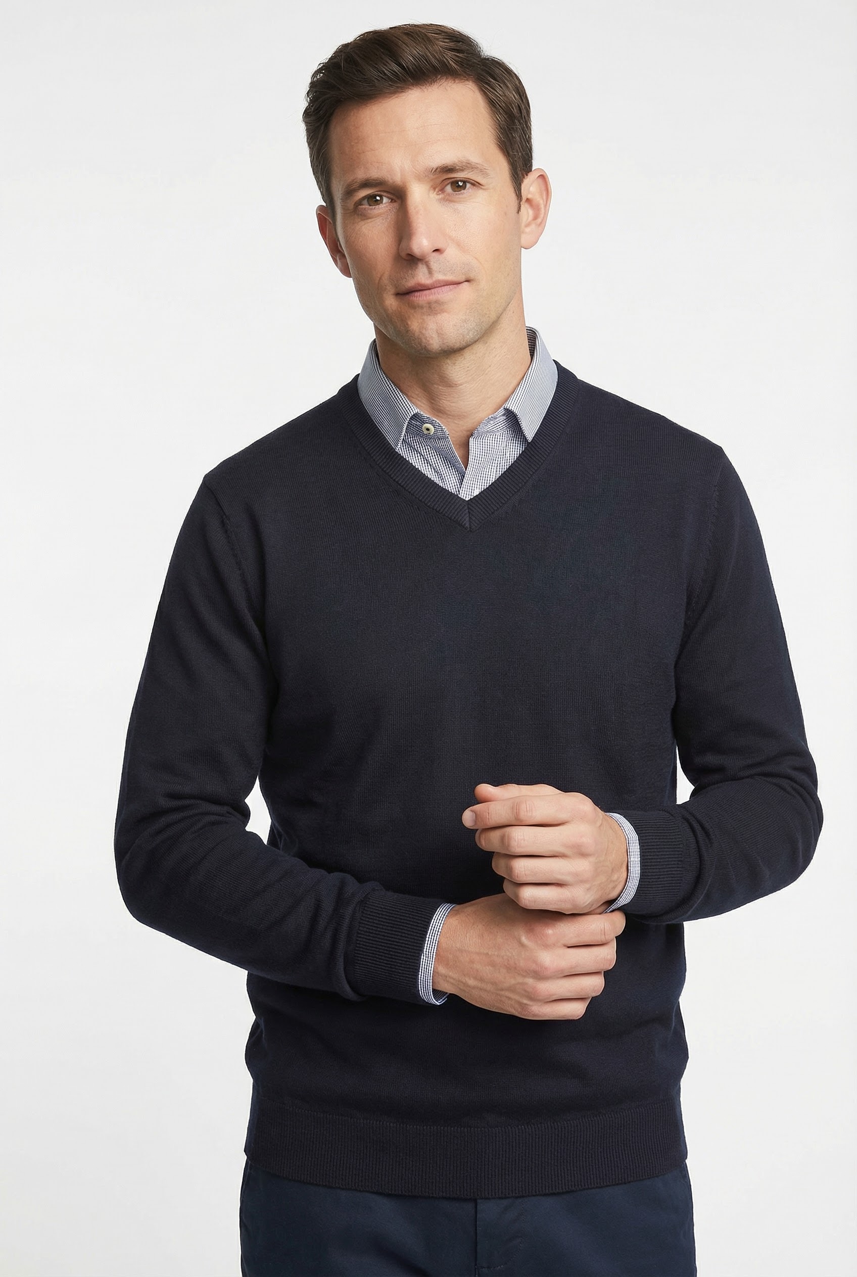 MARVELIS Strickpullover V-Ausschnitt, regular fit, Baumwolle
