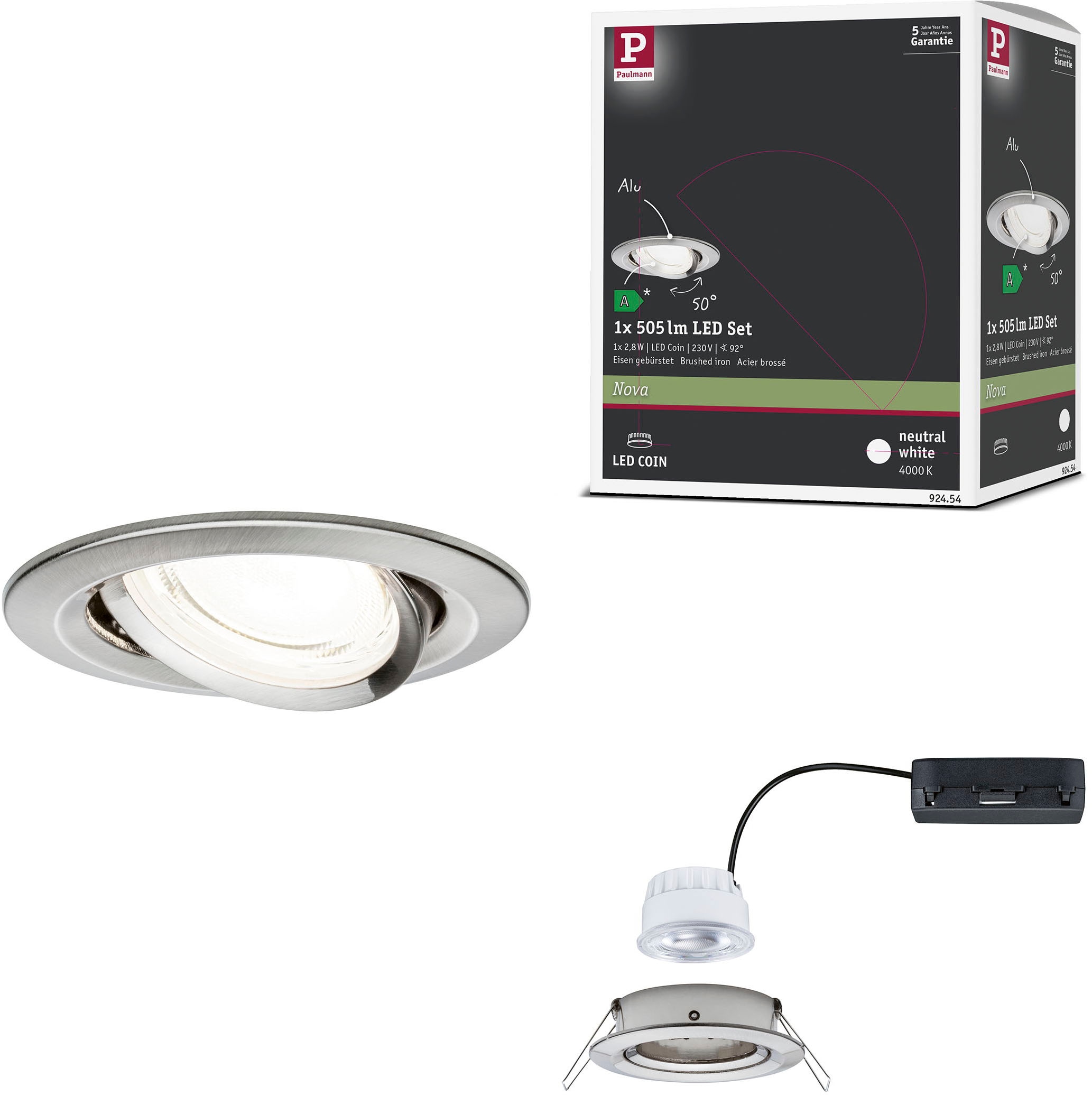 Paulmann LED Einbauleuchte »LED Einbauleuchte Nova Coin rund 84mm 50°« LED-Modul 1 Stk. Neutralweiß