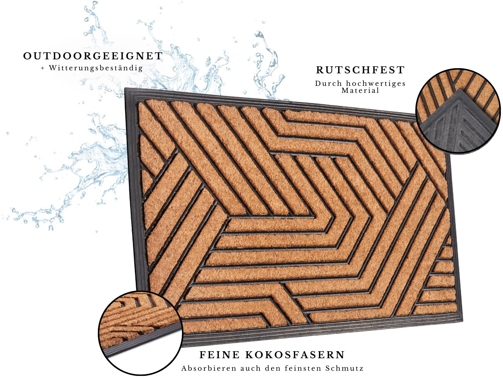 HANSE Home Fußmatte »Mix Mats Gummi Kokos Labyrinth, Türmatte«, rechteckig, 20 mm Höhe, Strapazierfähig, pflegeleicht, robust, wetterfest, UV-beständig
