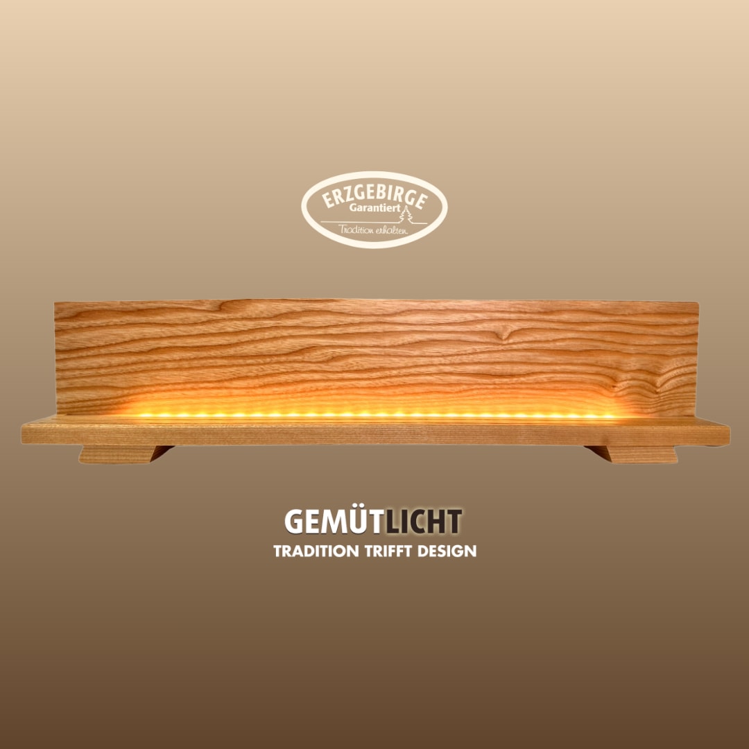 Weigla LED Dekolicht »Dekosockel aus lackiertem Eschenholz, BxHxT: 60x14,4x7 cm« Deko aus dem Erzgebirge für Weihnachten und das ganze Jahr