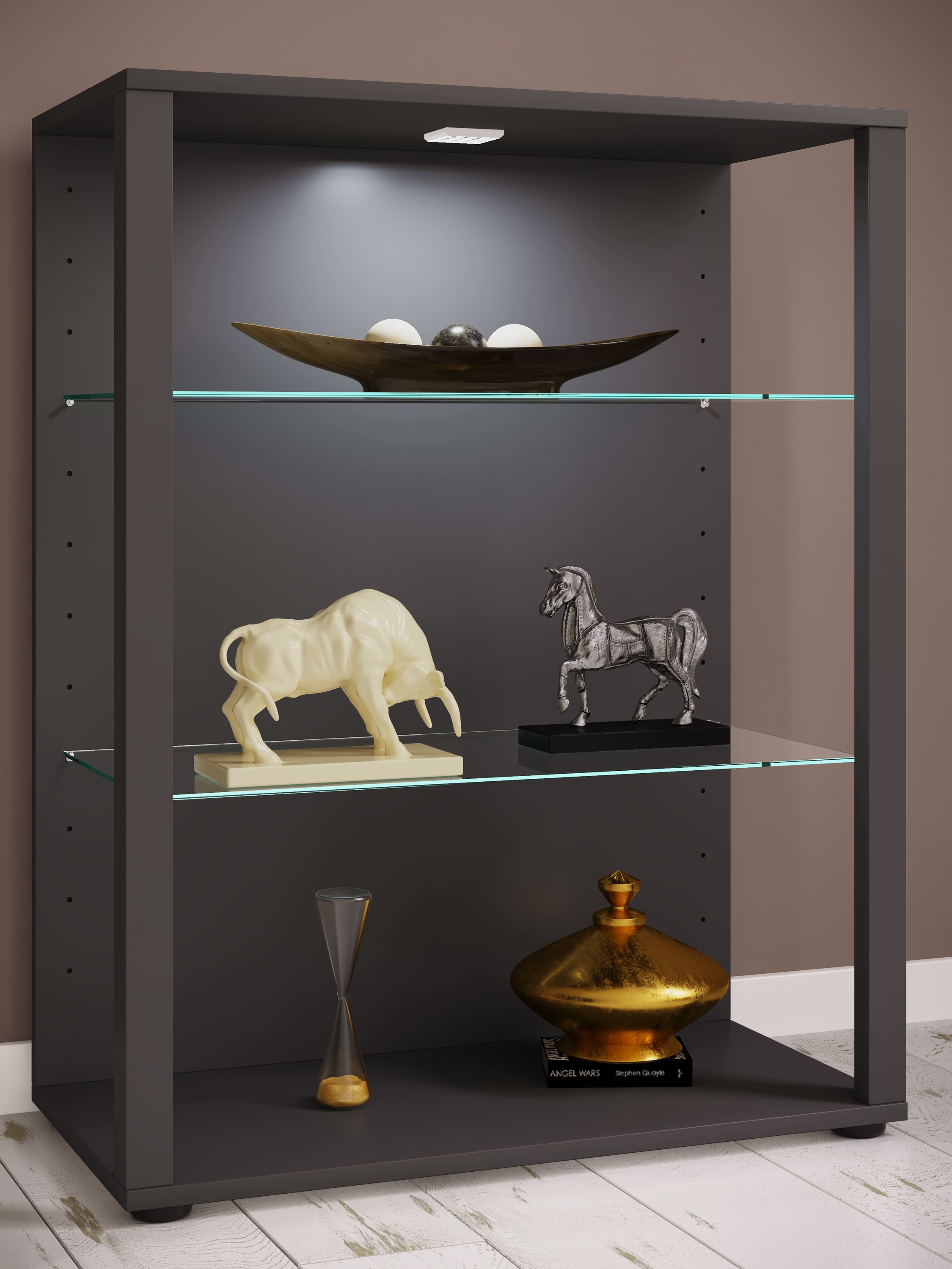 VCM Standvitrine »Holz Glas Stand Vitrine Sammelvitrine Glasol L«
