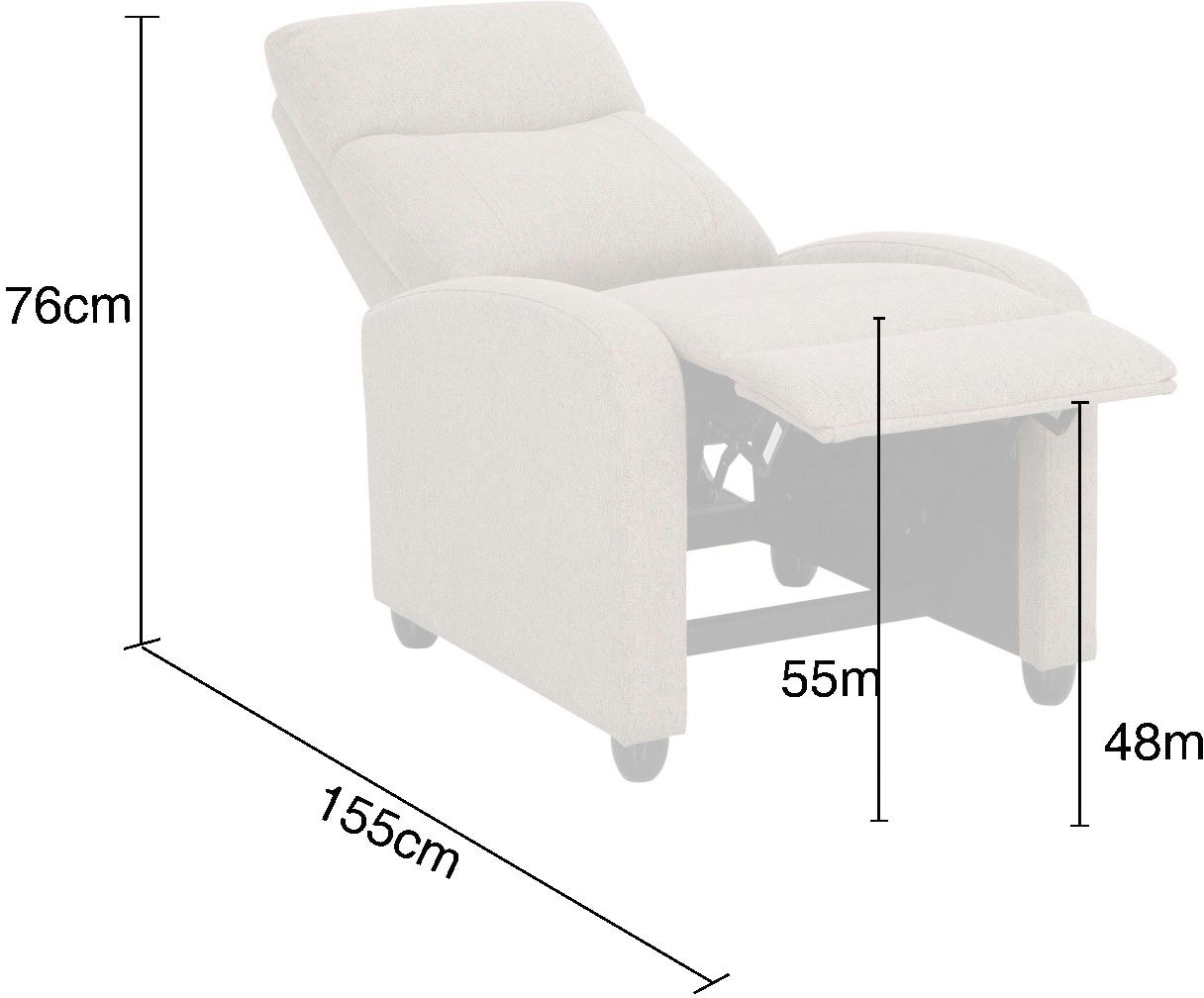 Home affaire Relaxsessel »JULINOR, TV-Sessel, Ruhesessel mit Schlaffunktion, Webstoff« Liegesessel mit manueller Relaxfunktion