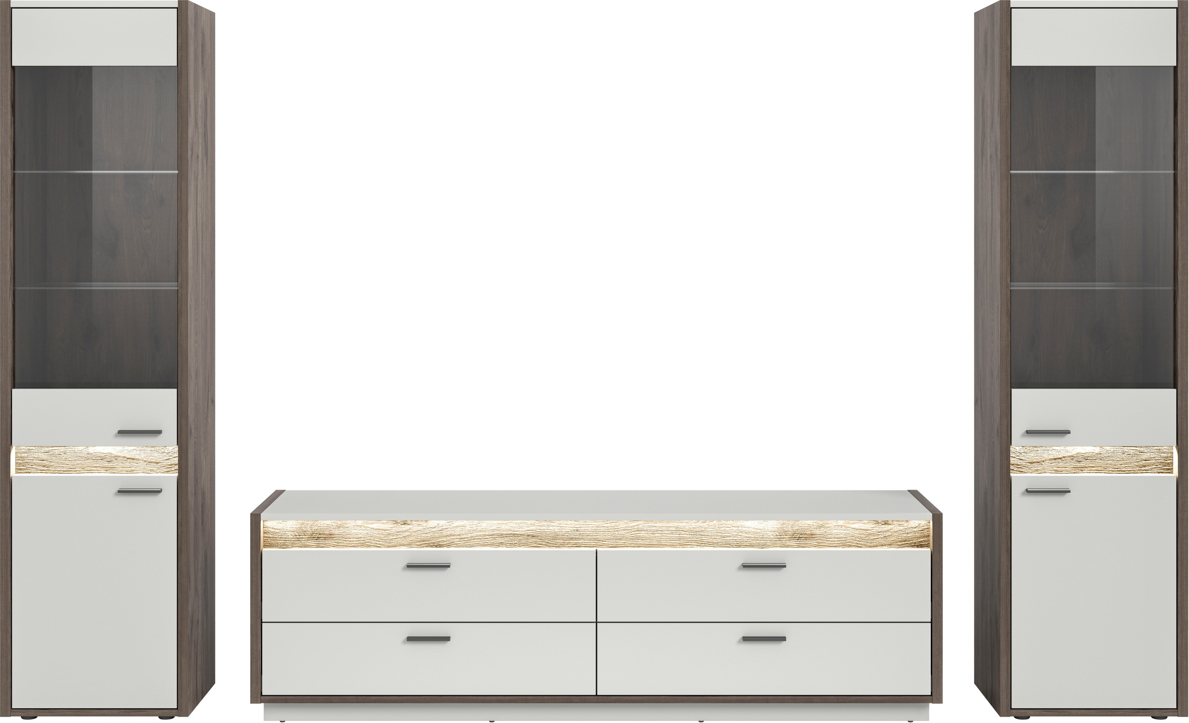 INOSIGN Wohnwand »Treviso, Breite 319 cm, bestehend aus: 2x Vitrine und 1x Lowboard«, (3 St.), Kombination, Wohnkombination, Mediawand, TV-Wand