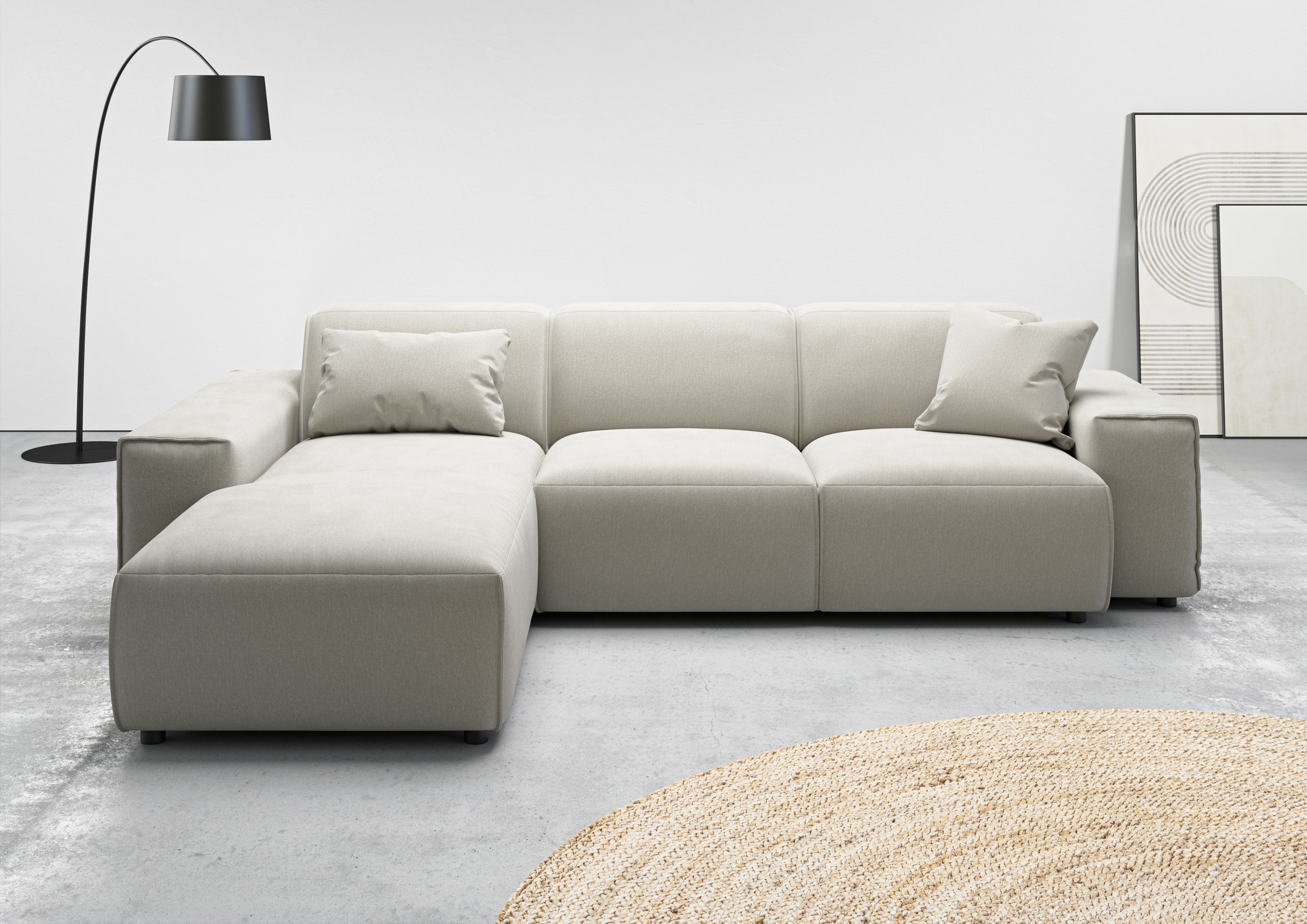andas Ecksofa »Glimminge L-Form auch in Breitcord, Feincord + Easy care-Bezug,«, Breite 264, Zierkissen