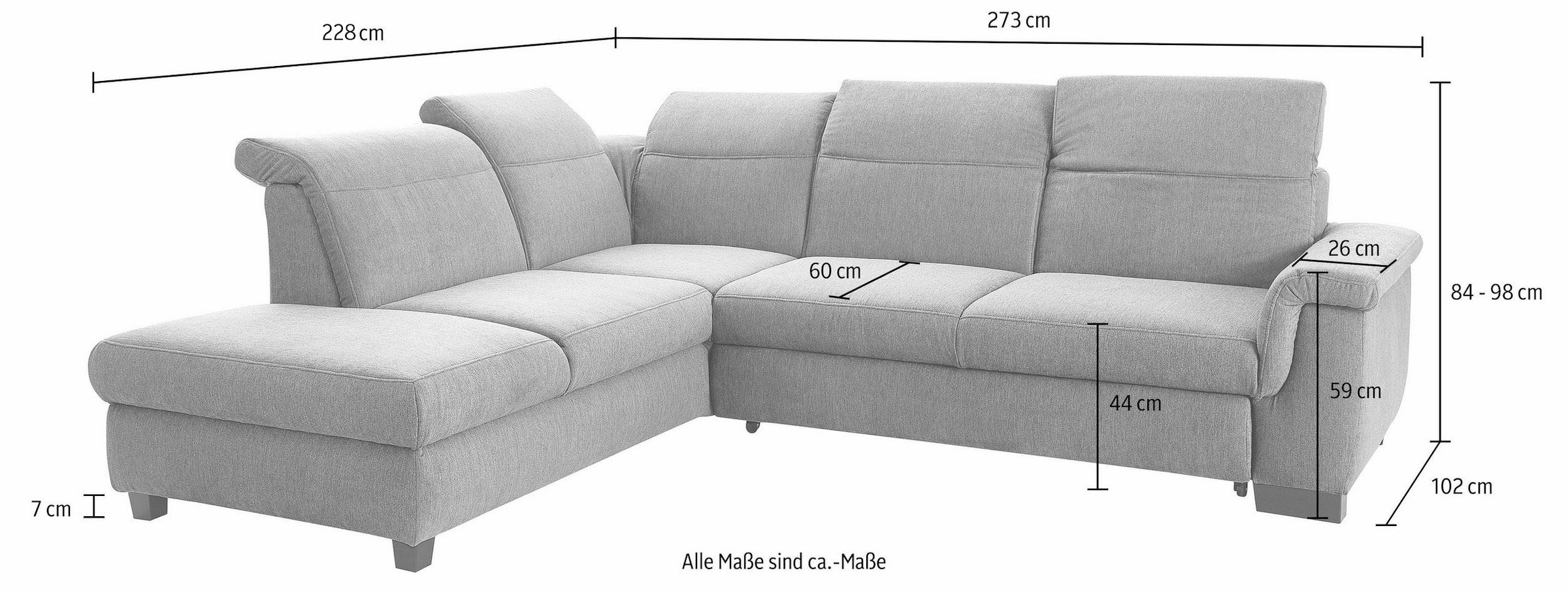 DOMO collection Ecksofa »Sully komfortables Sofa, OTTOs Choice, L-Form«, wahlweise mit Bettfunktion und Kopf- bzw. Rückenverstellung
