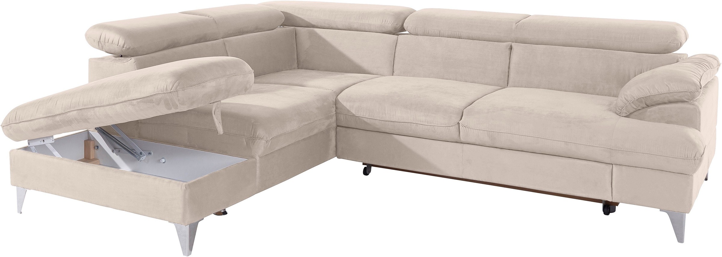COTTA Polstergarnitur »Caluso L-Form«, Set bestehend aus: Ecksofa mit Kopfteilverstellung & Hocker