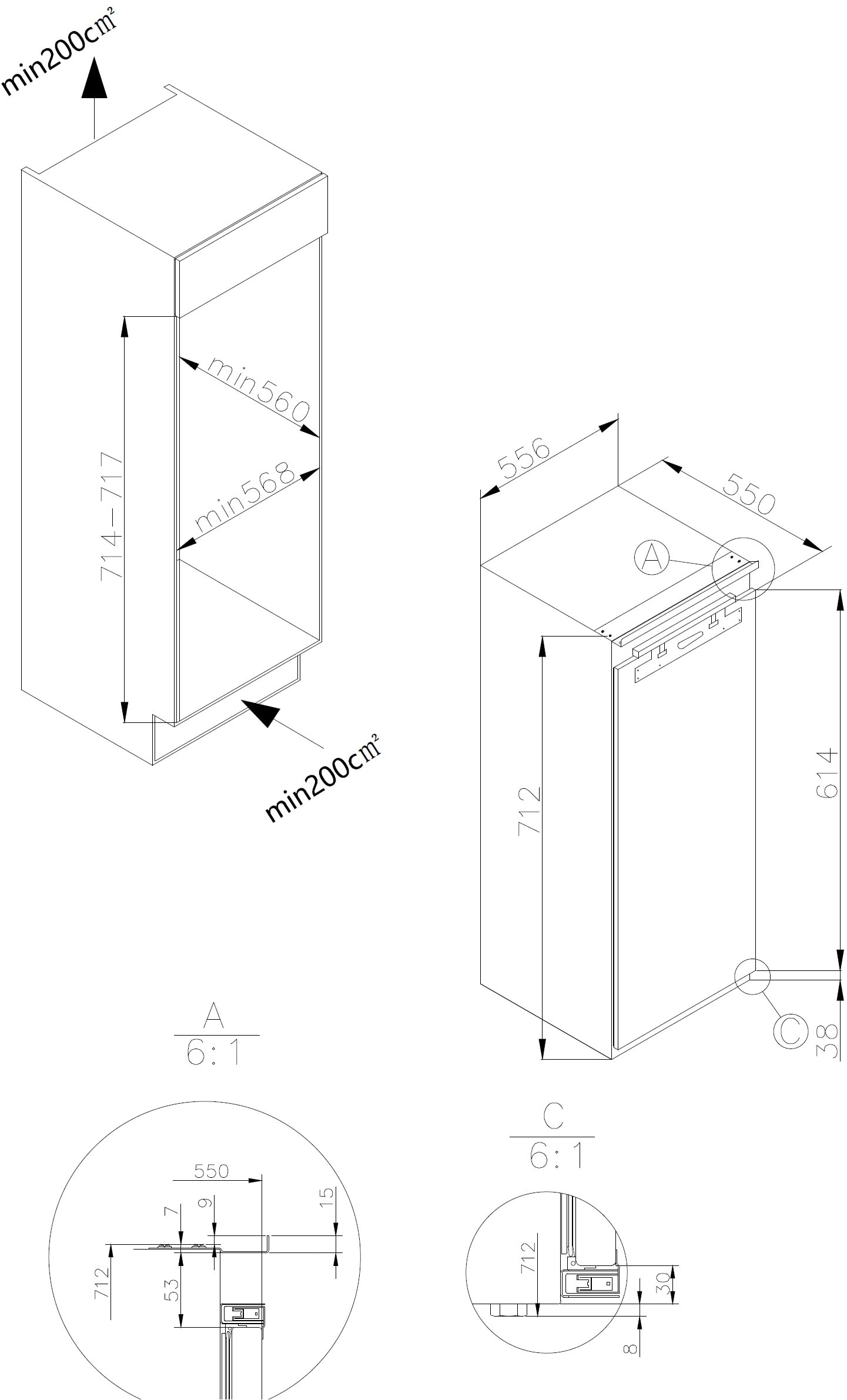 Amica Einbaugefrierschrank »EGSX 321 210«, 71,2 cm hoch, 55,6 cm breit