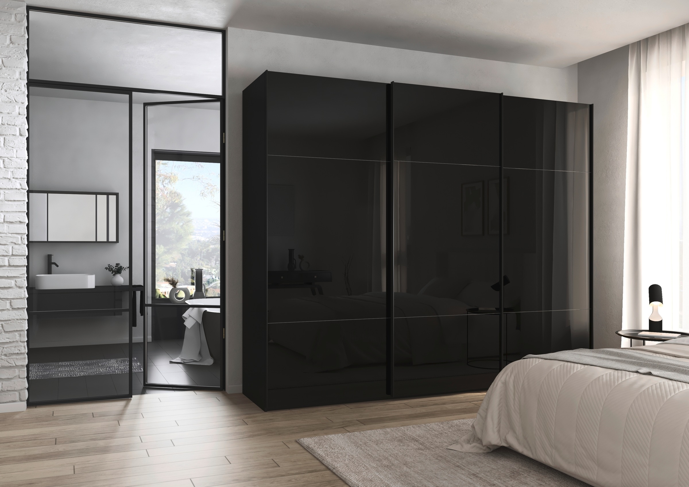rauch Schwebetürenschrank »Kleiderschrank Schrank Garderobe Schlafzimmerschrank CONTIDO«, (in 3 verschiedenen Ausstattungen BASIC/CLASSIC/PREMIUM), aus hochwertigem Material in 6 Breiten 2 Griff-Farben MADE IN GERMANY