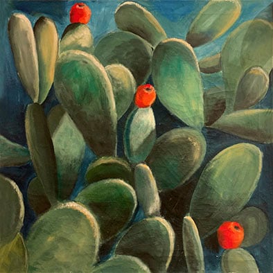 queence Leinwandbild »Cactus de Felanitx«, Pflanzen-Kunst-Pflanzenbilder-Blumen-Blumenbilder, (1 St.), Premium-Leinwandstoff, Handarbeit aus Deutschland
