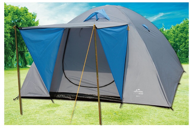 EXPLORER, Kuppelzelt »Iglu Zelt 3 Personen Campingzelt wasserdicht winddicht Ventilation« 3 Personen, grau/blau, Kuppelzelt