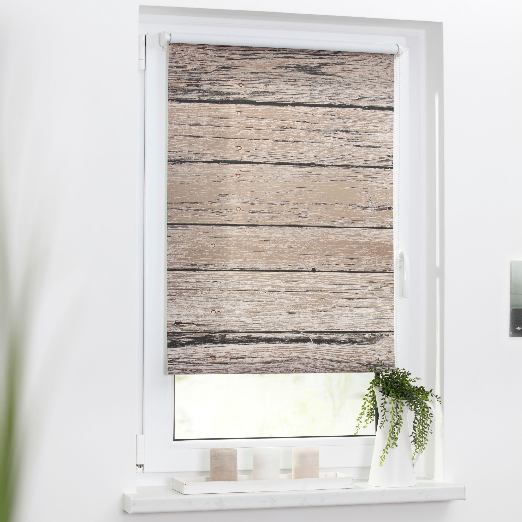 LICHTBLICK ORIGINAL Seitenzugrollo »Rollo Klemmfix, ohne Bohren, Verdunkelung, Bretter-Vintage« verdunkelnd Verdunkelung | energiesparend freihängend
