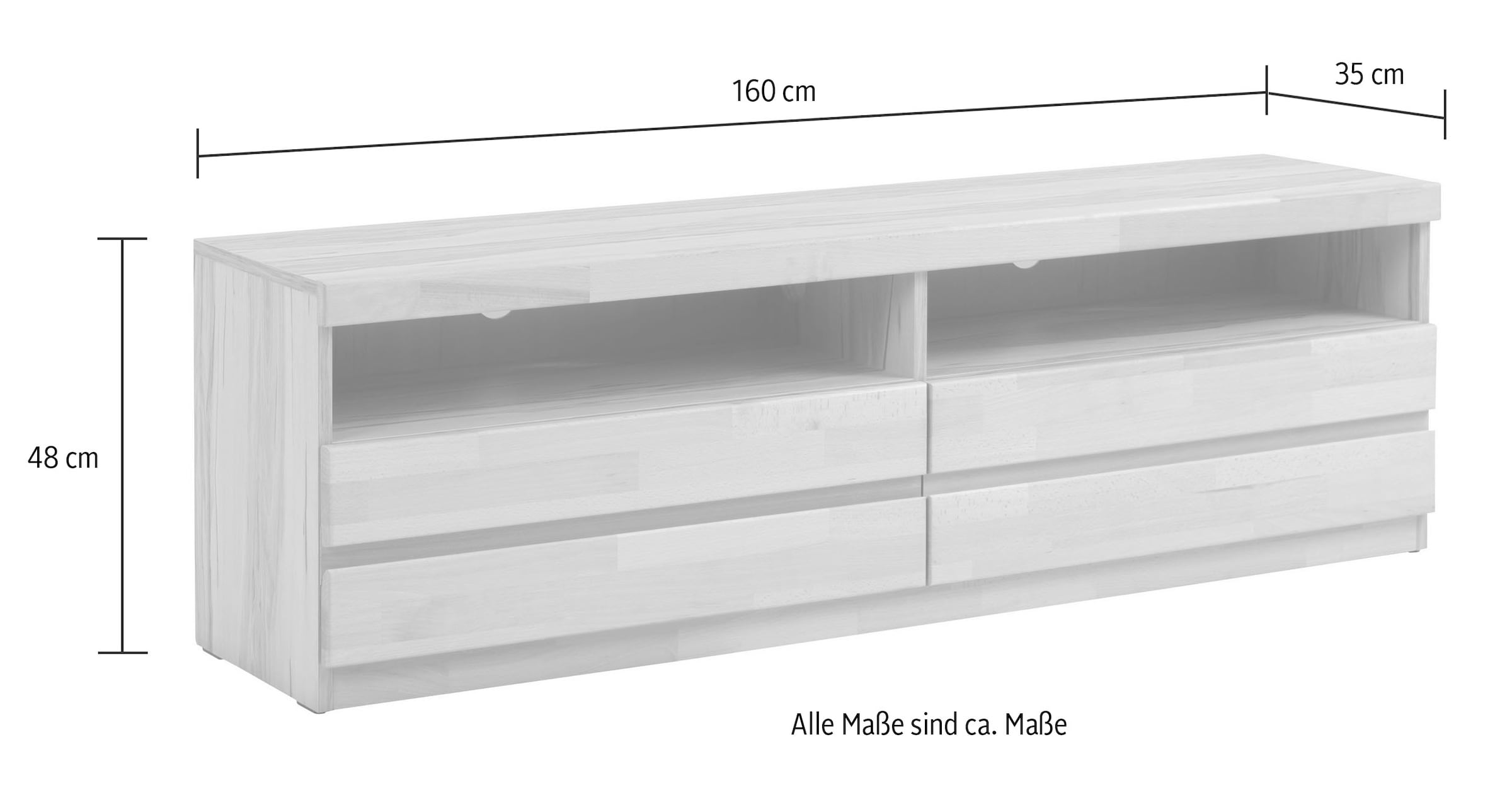 Woltra Lowboard »OSLO«, Breite ca. 160 cm, Teilmassiv bequem kaufen