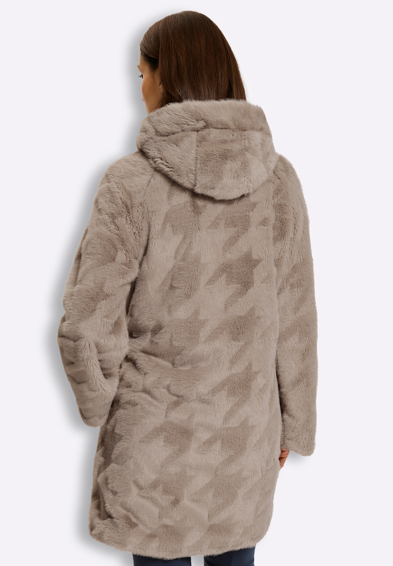 heine Langjacke »Pelzimitat-Jacke Fellimitatjacke« mit Kapuze